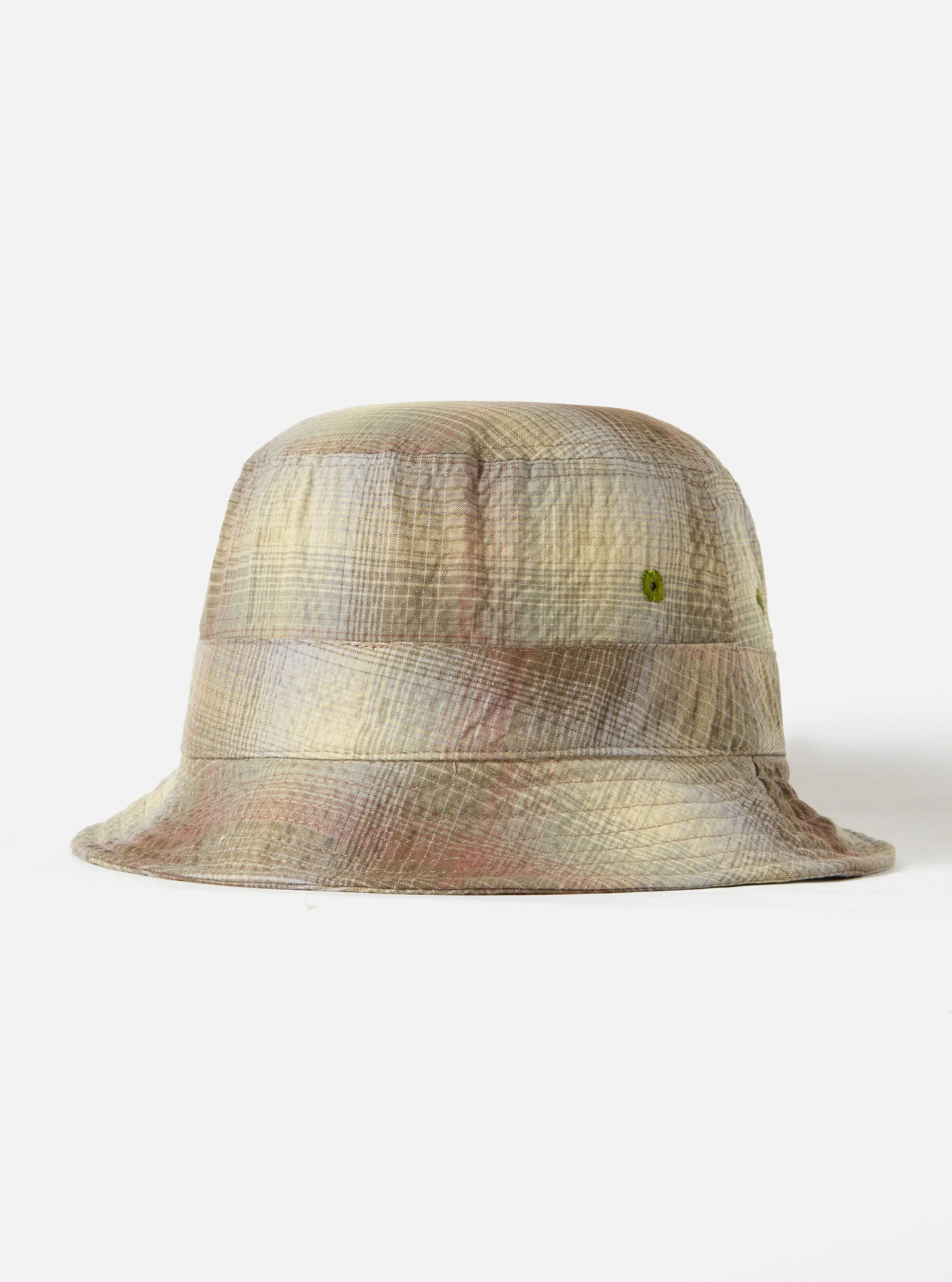 Universal Works Bucket Hat in Olive Portuguese Check Seersucker sold by Universal Works product image thumbnail 3
