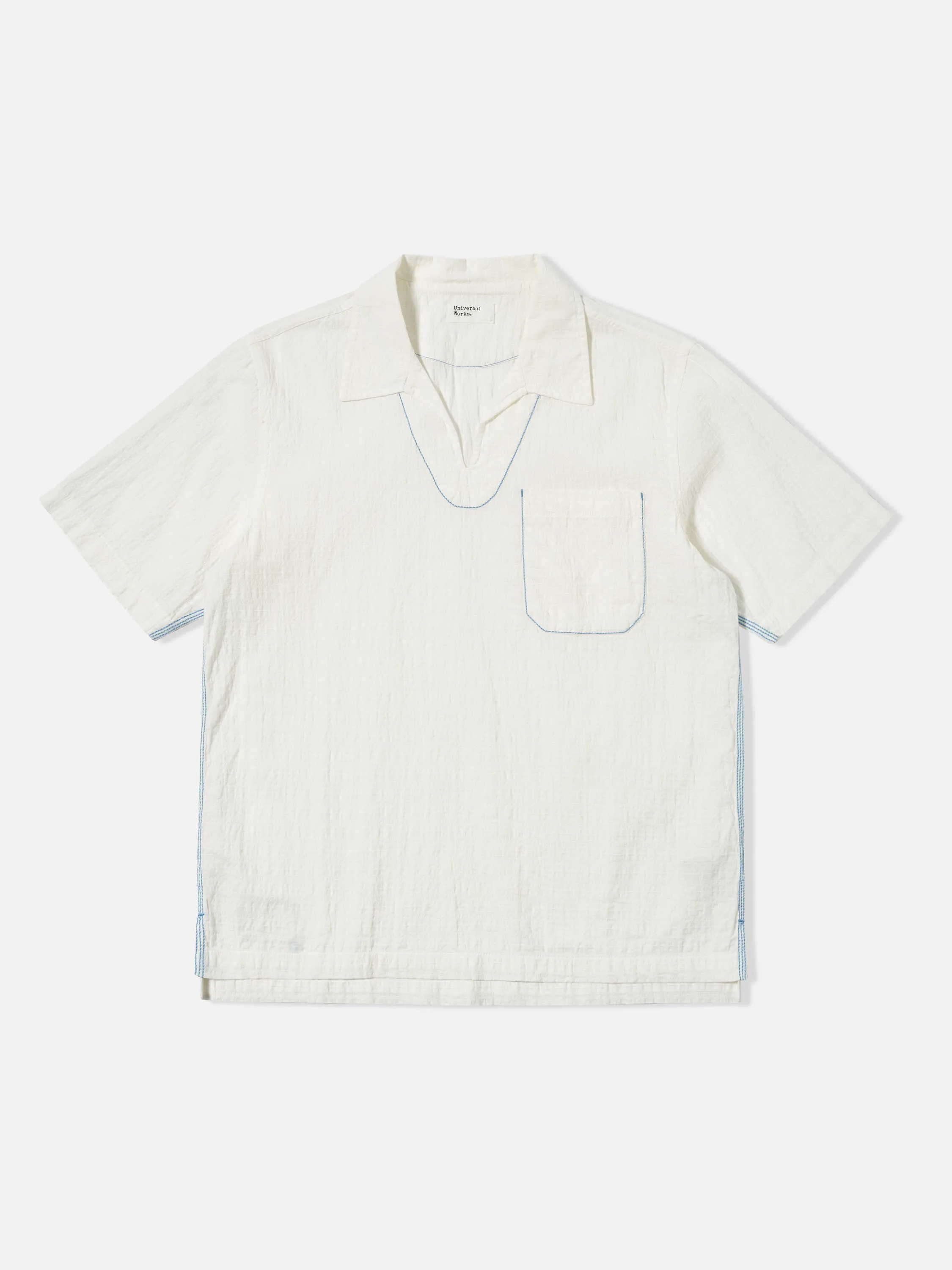 Universal Works Overhead Shirt in Ecru Dolly Stripe sold by Universal Works product image thumbnail 2