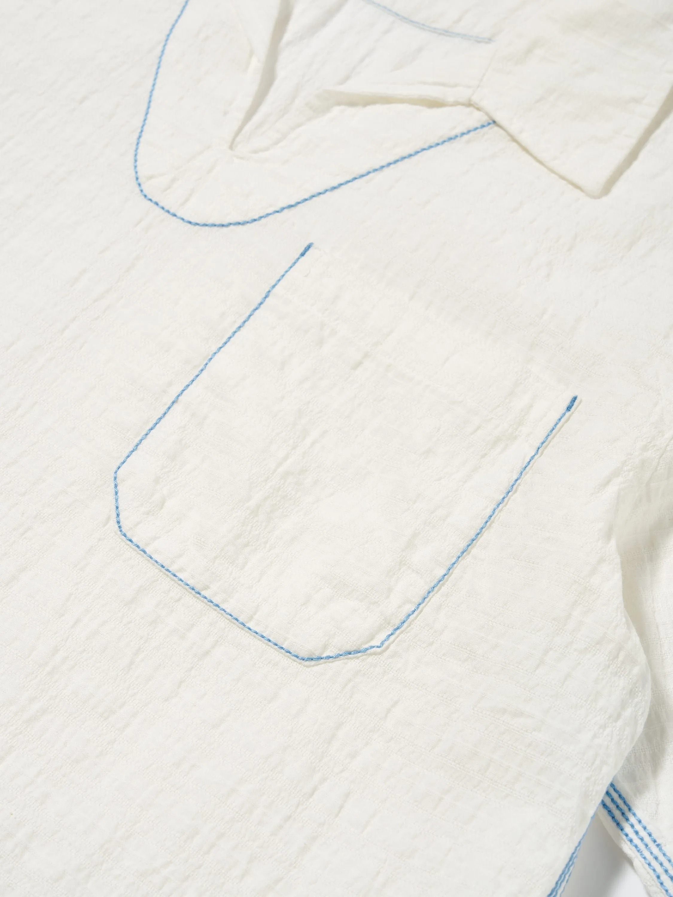 Universal Works Overhead Shirt in Ecru Dolly Stripe sold by Universal Works product image thumbnail 5