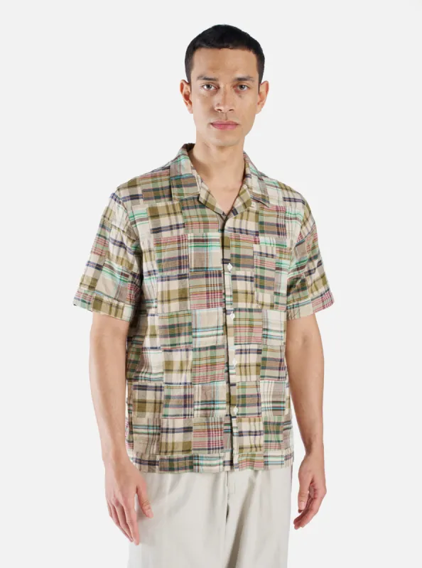 Universal Works Road Shirt in Sand Patchwork Check sold by Universal Works