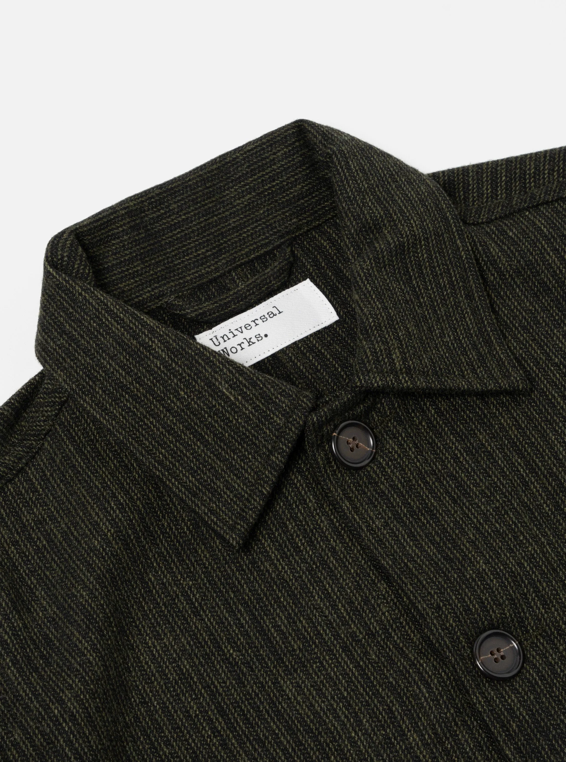 Universal Works Utility Jacket in Black/Olive Stripe Wool Mix sold by Universal Works product image thumbnail 3