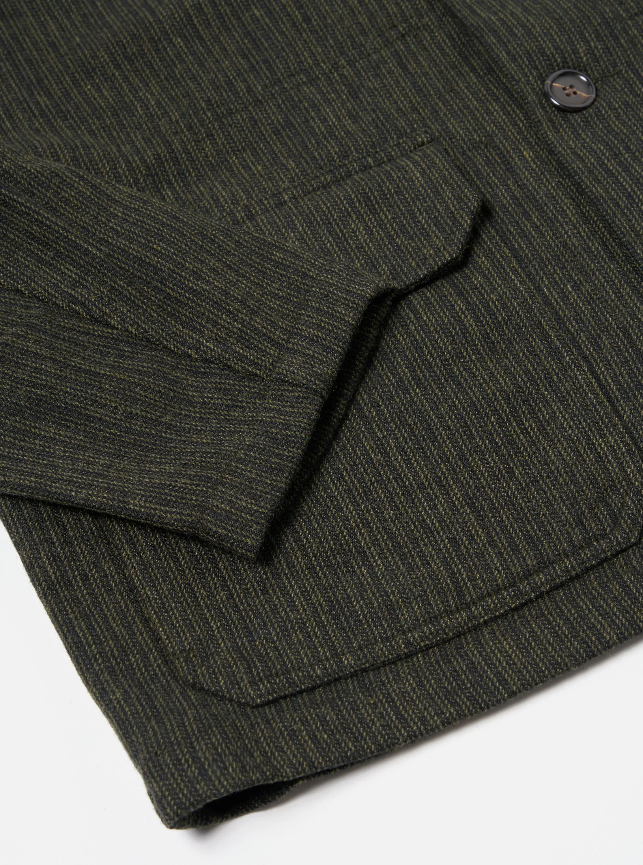 Universal Works Utility Jacket in Black/Olive Stripe Wool Mix sold by Universal Works product image thumbnail 5