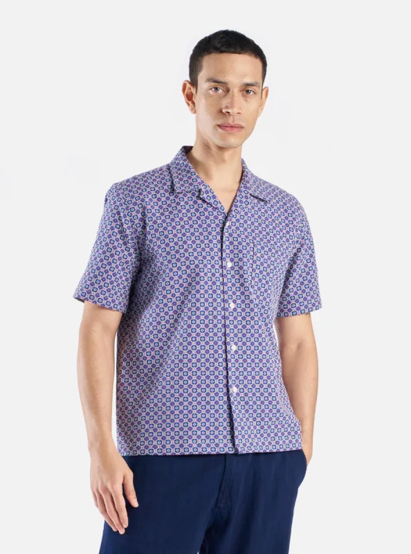 Universal Works Road Shirt in Navy Tile 1 Cotton sold by Universal Works