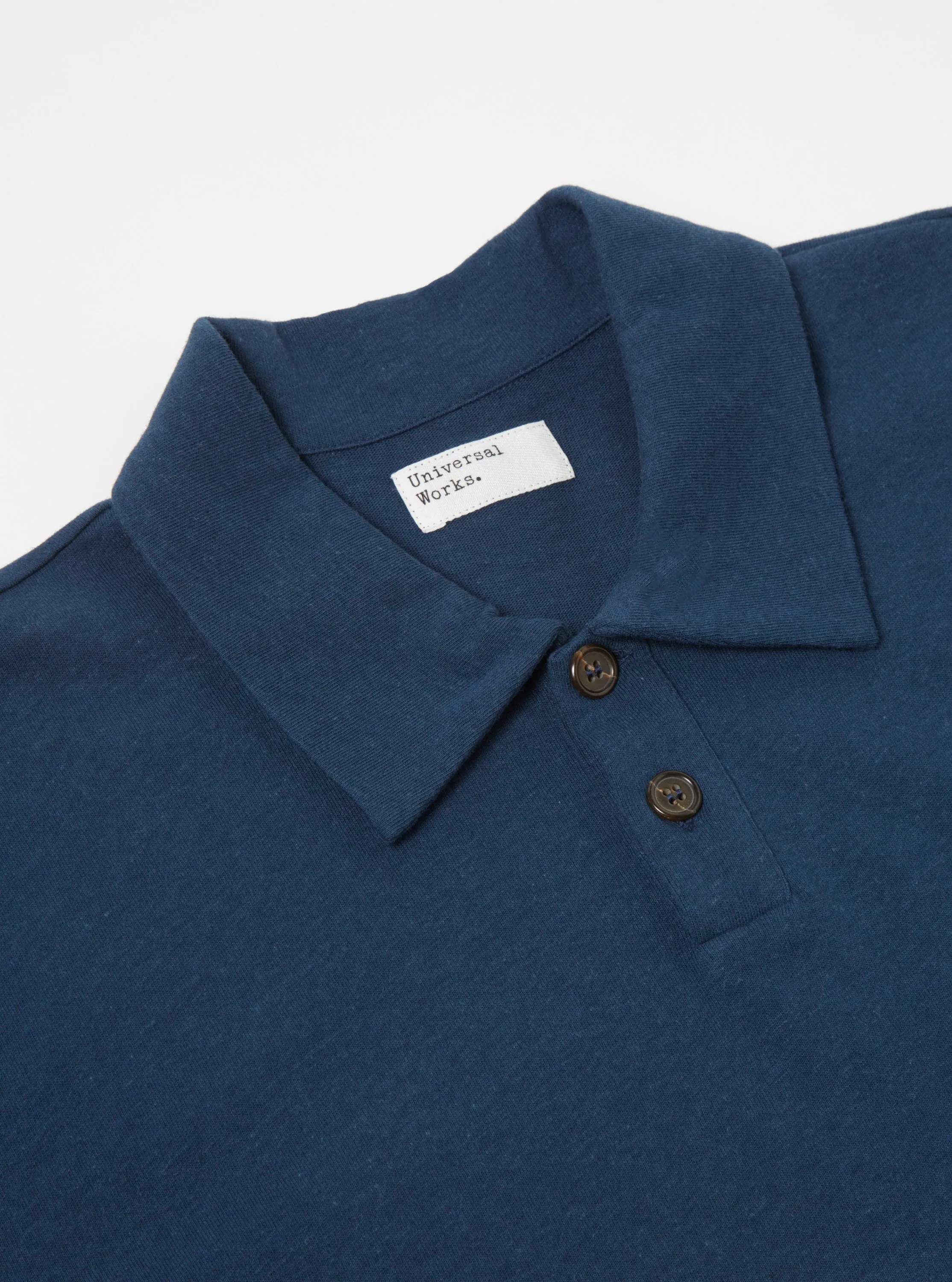 Universal Works Newlyn Polo in Navy Cotton Hemp Jersey sold by Universal Works product image thumbnail 4