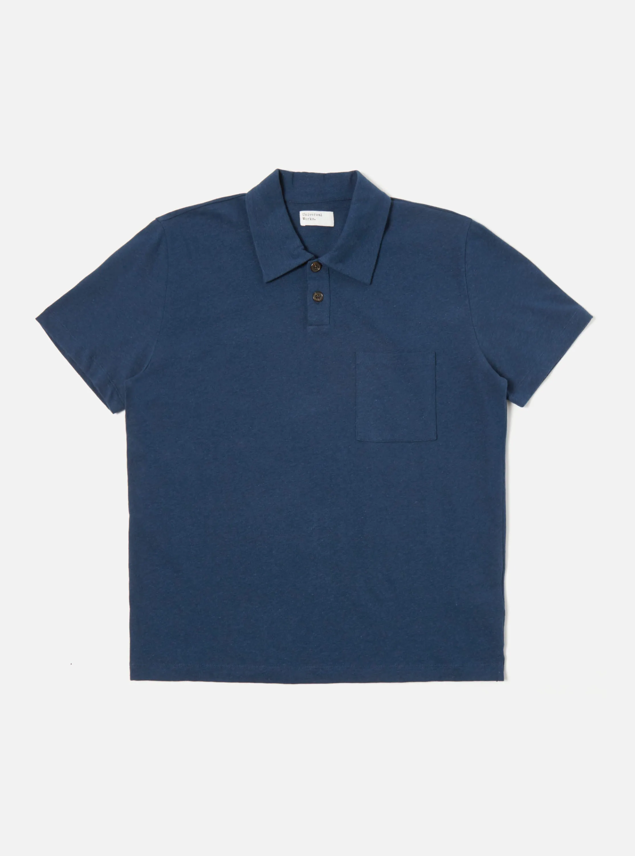 Universal Works Newlyn Polo in Navy Cotton Hemp Jersey sold by Universal Works product image thumbnail 2