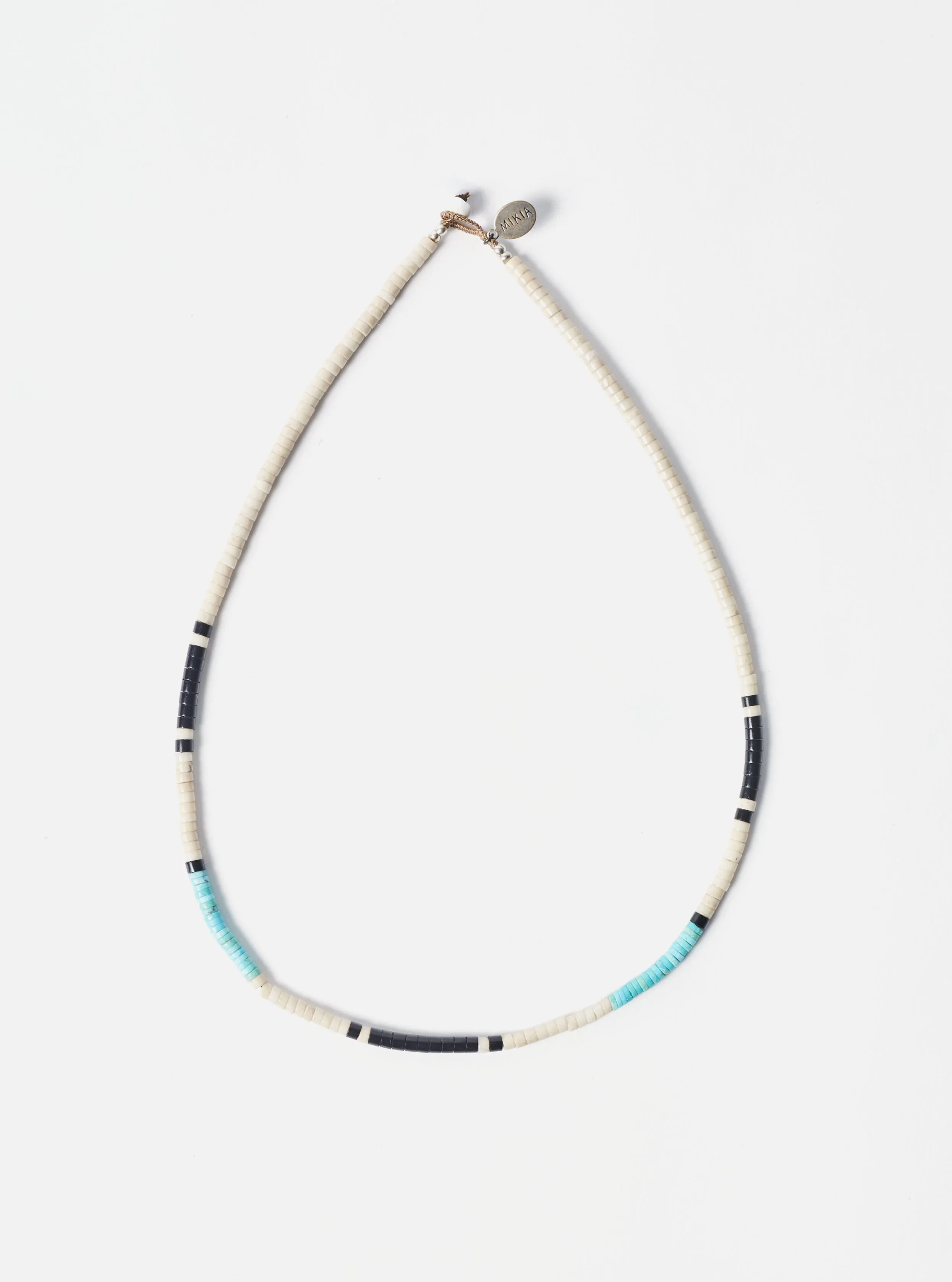 Mikia Heishi Bead Necklace in Jasper/Turqoise Fossil sold by Universal Works