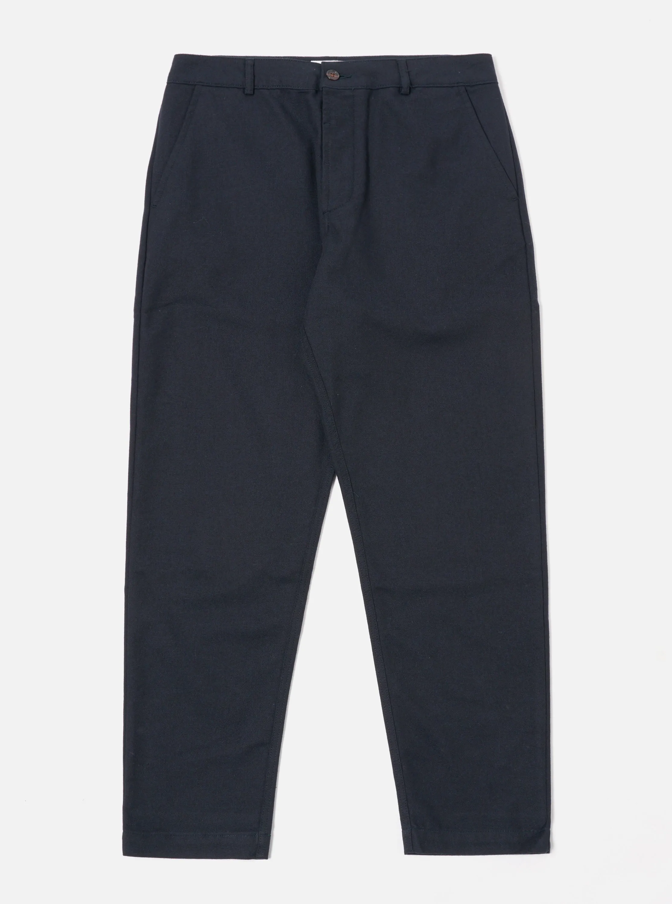 Universal Works Military Chino in Navy Upcycled Italian Tweed sold by Universal Works