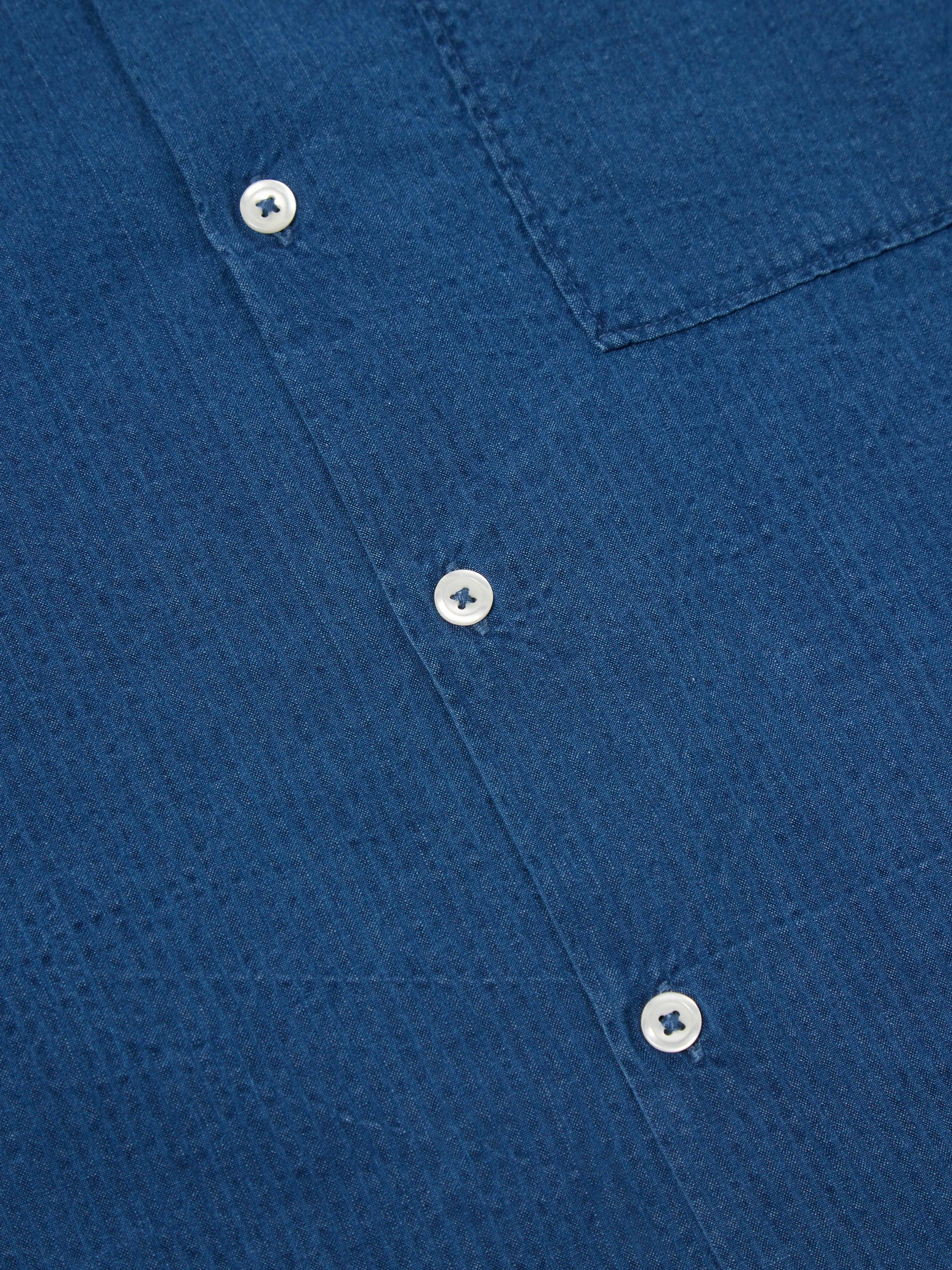Universal Works L/S Camp Shirt II in Washed Indigo Seersucker sold by Universal Works product image thumbnail 4