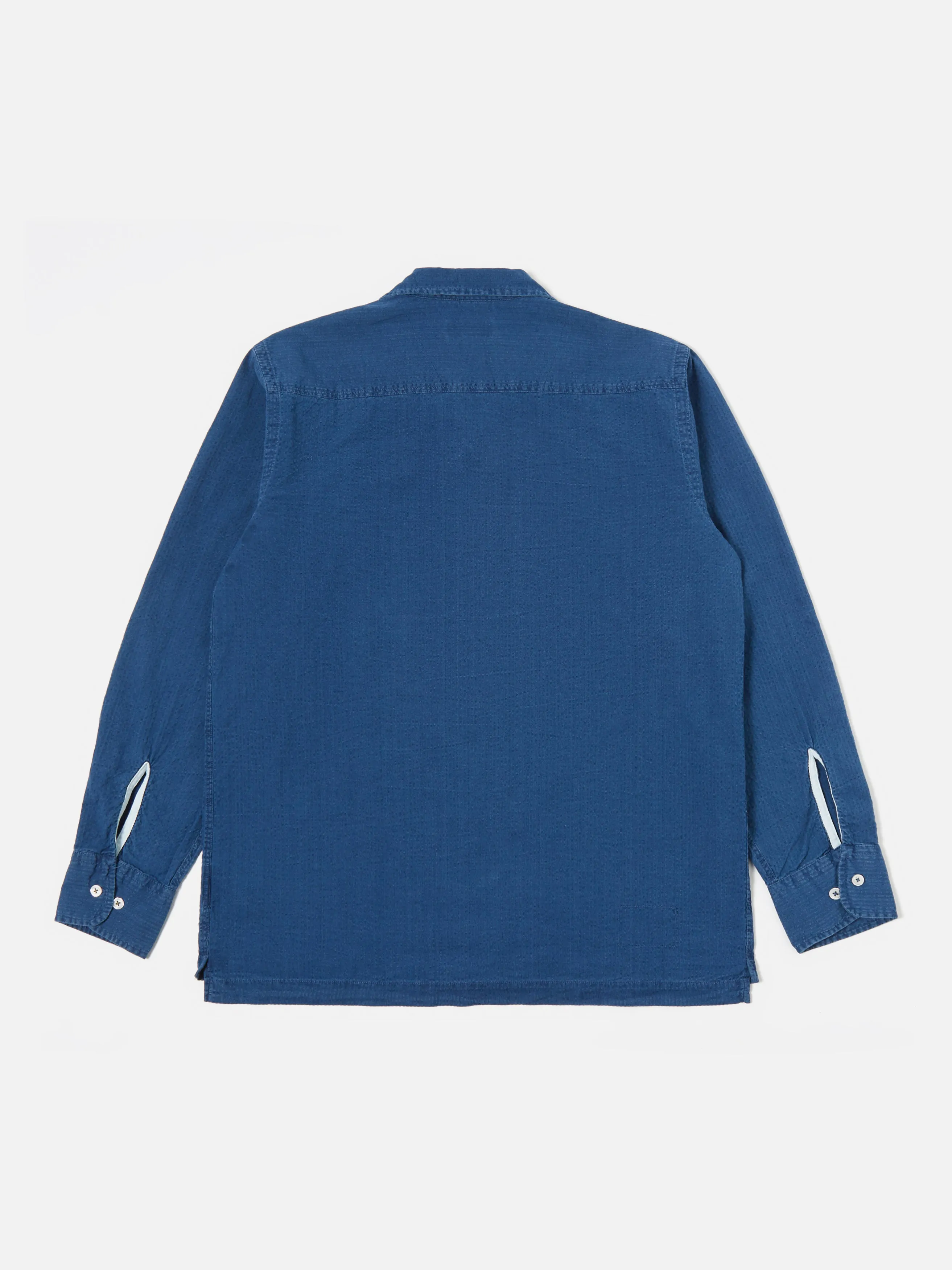 Universal Works L/S Camp Shirt II in Washed Indigo Seersucker sold by Universal Works product image thumbnail 2