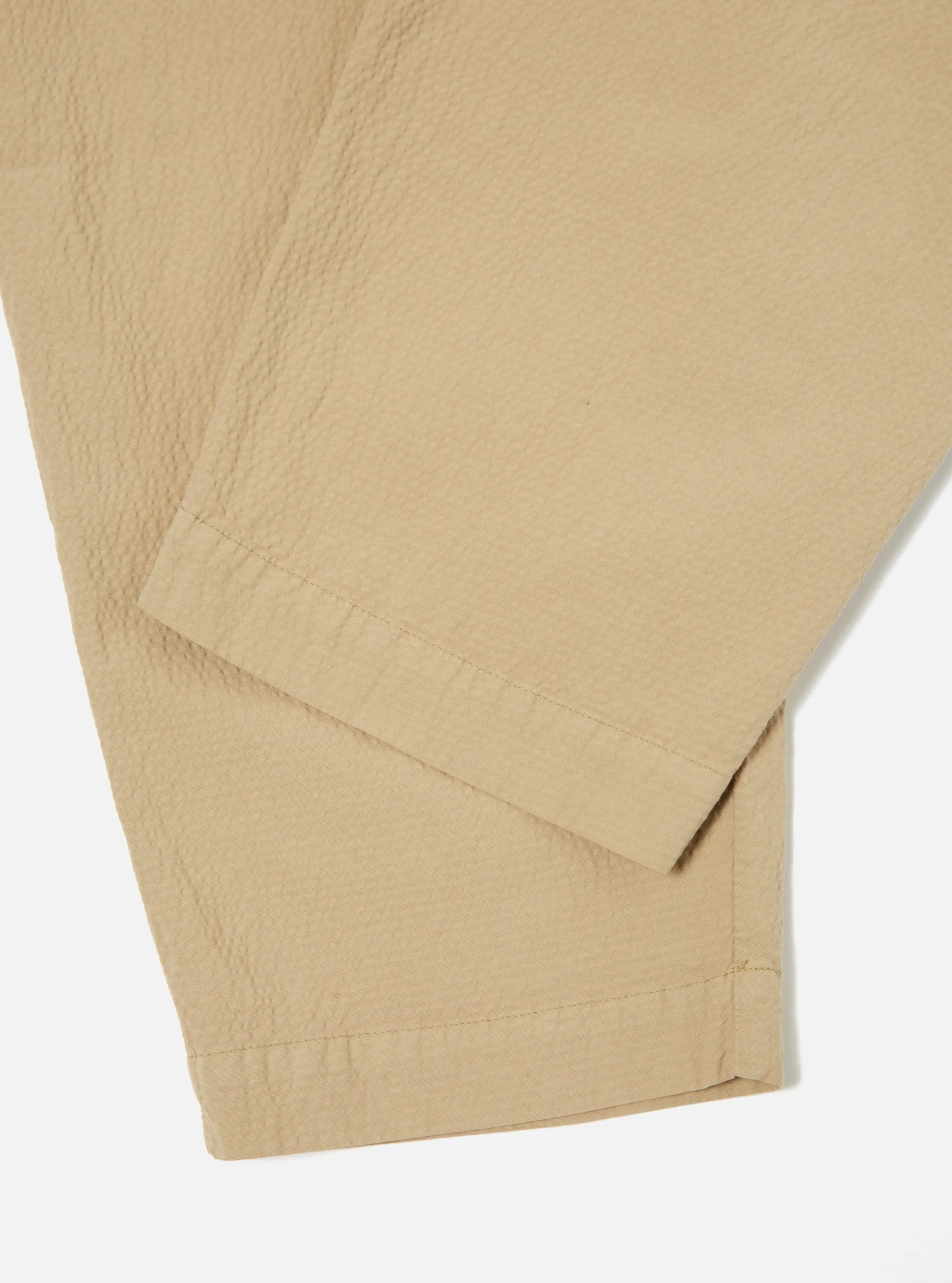 Universal Works Pleated Track Pant in Summer Oak Seersucker II sold by Universal Works product image thumbnail 5