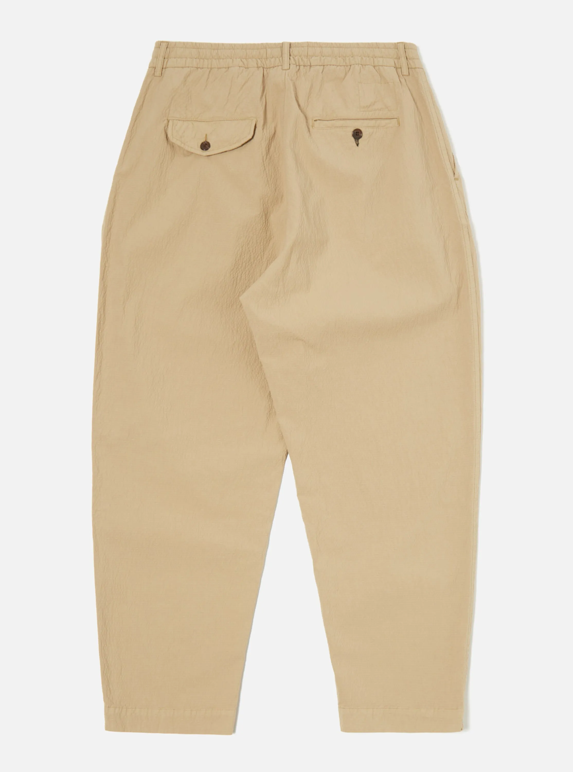 Universal Works Pleated Track Pant in Summer Oak Seersucker II sold by Universal Works product image thumbnail 2