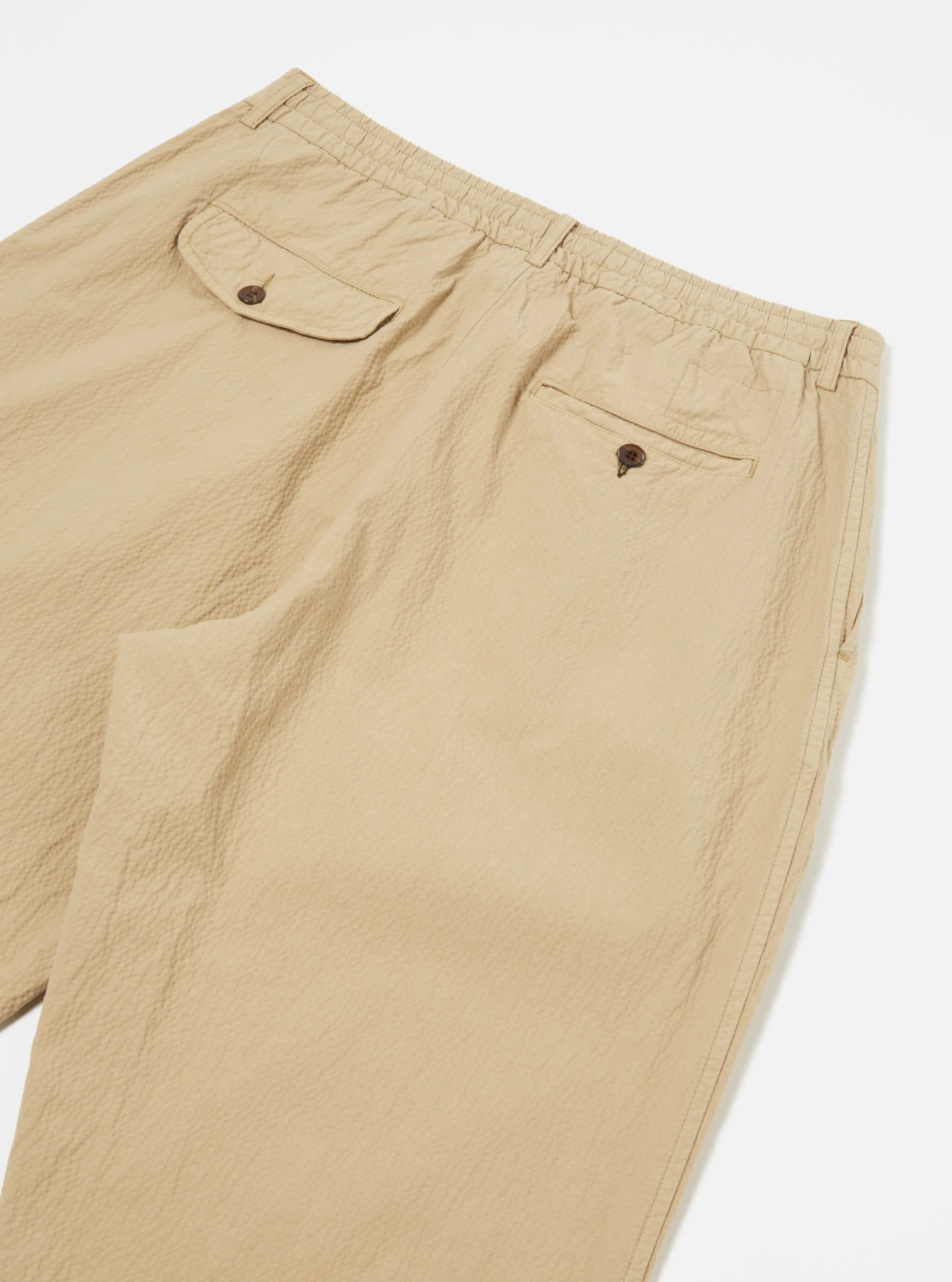 Universal Works Pleated Track Pant in Summer Oak Seersucker II sold by Universal Works product image thumbnail 4