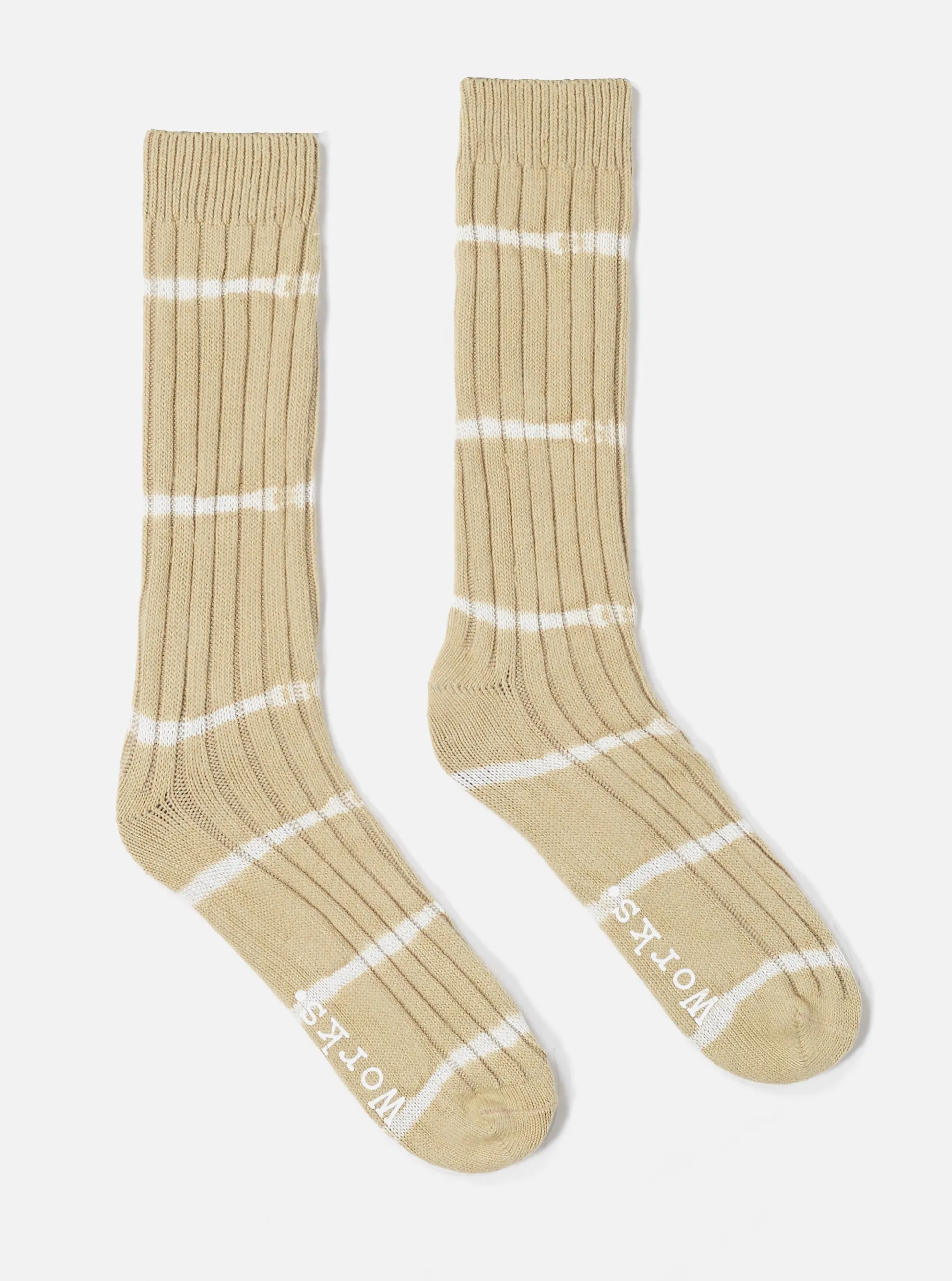 Dark Sand Tie Dye Knit Slub Sock sold by Universal Works
