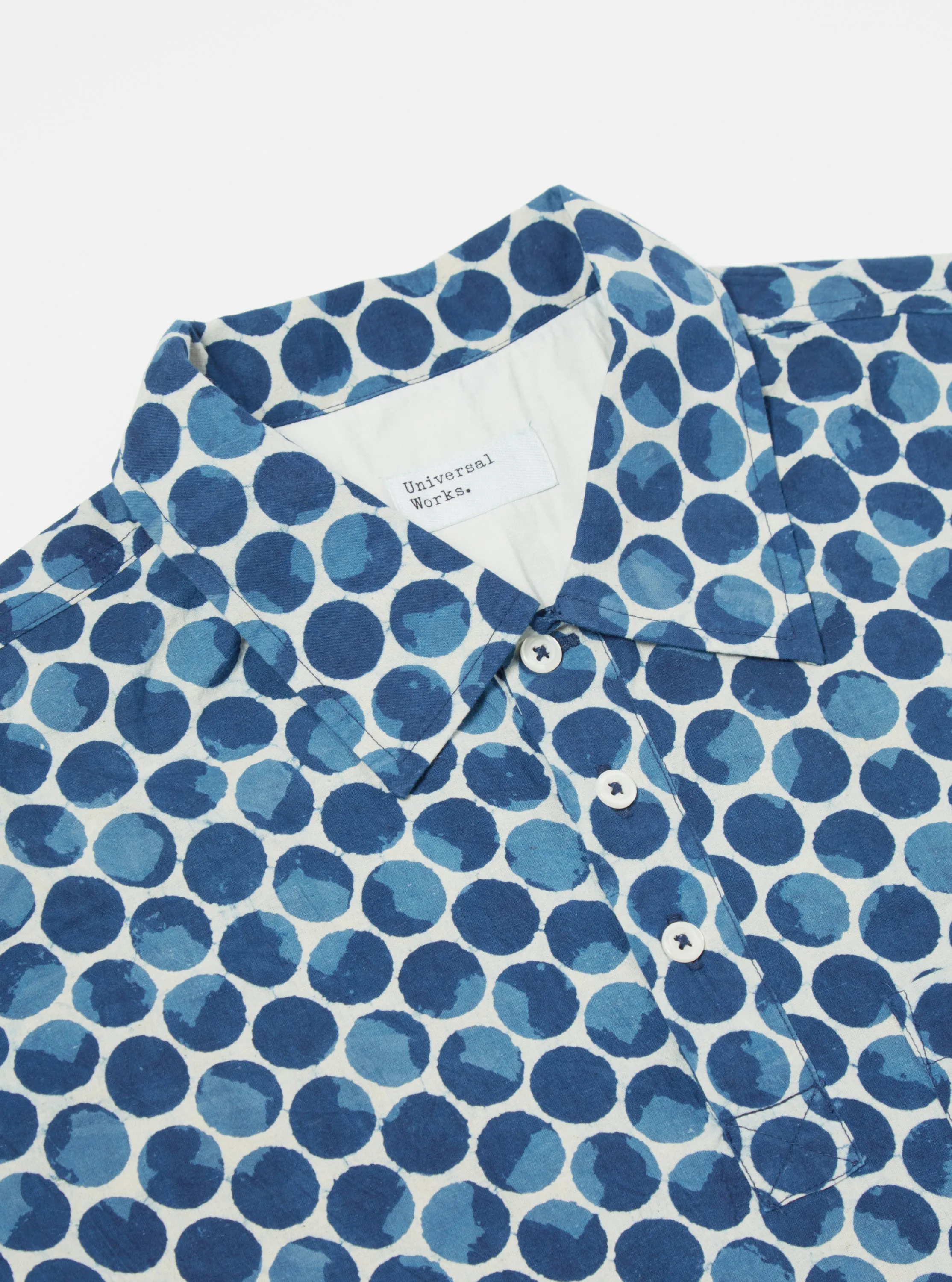 Universal Works Pullover Shirt in Indigo Hand Block Dot Print sold by Universal Works product image thumbnail 3