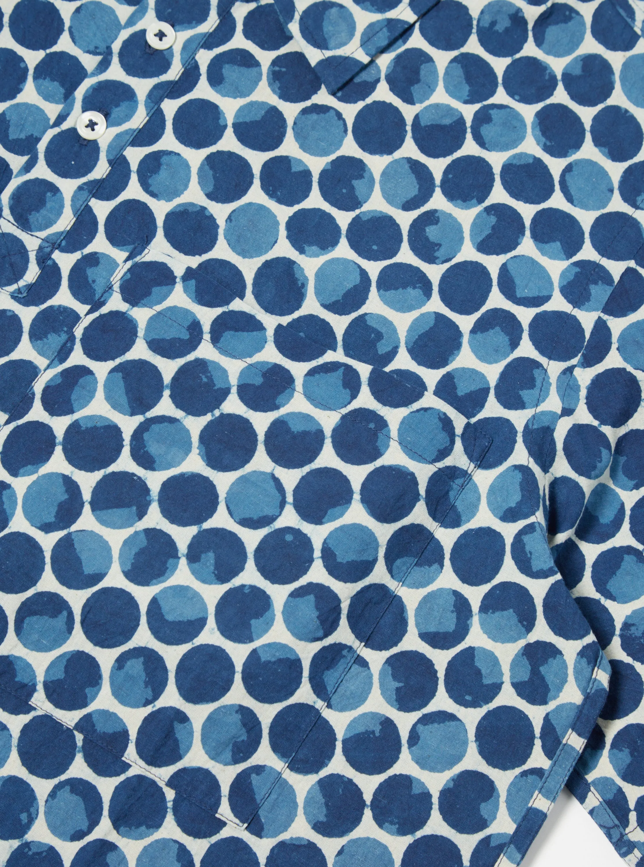 Universal Works Pullover Shirt in Indigo Hand Block Dot Print sold by Universal Works product image thumbnail 4
