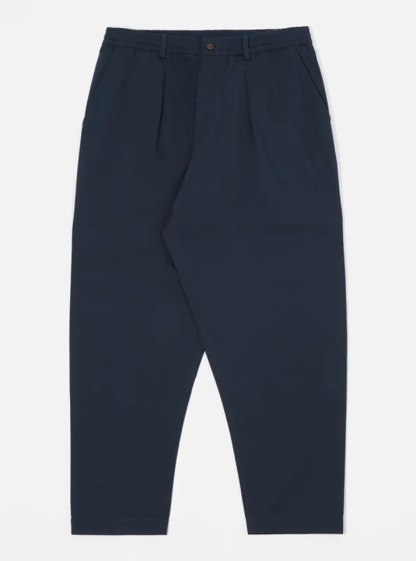 Universal Works Pleated Track Pant in Navy Twill sold by Universal Works