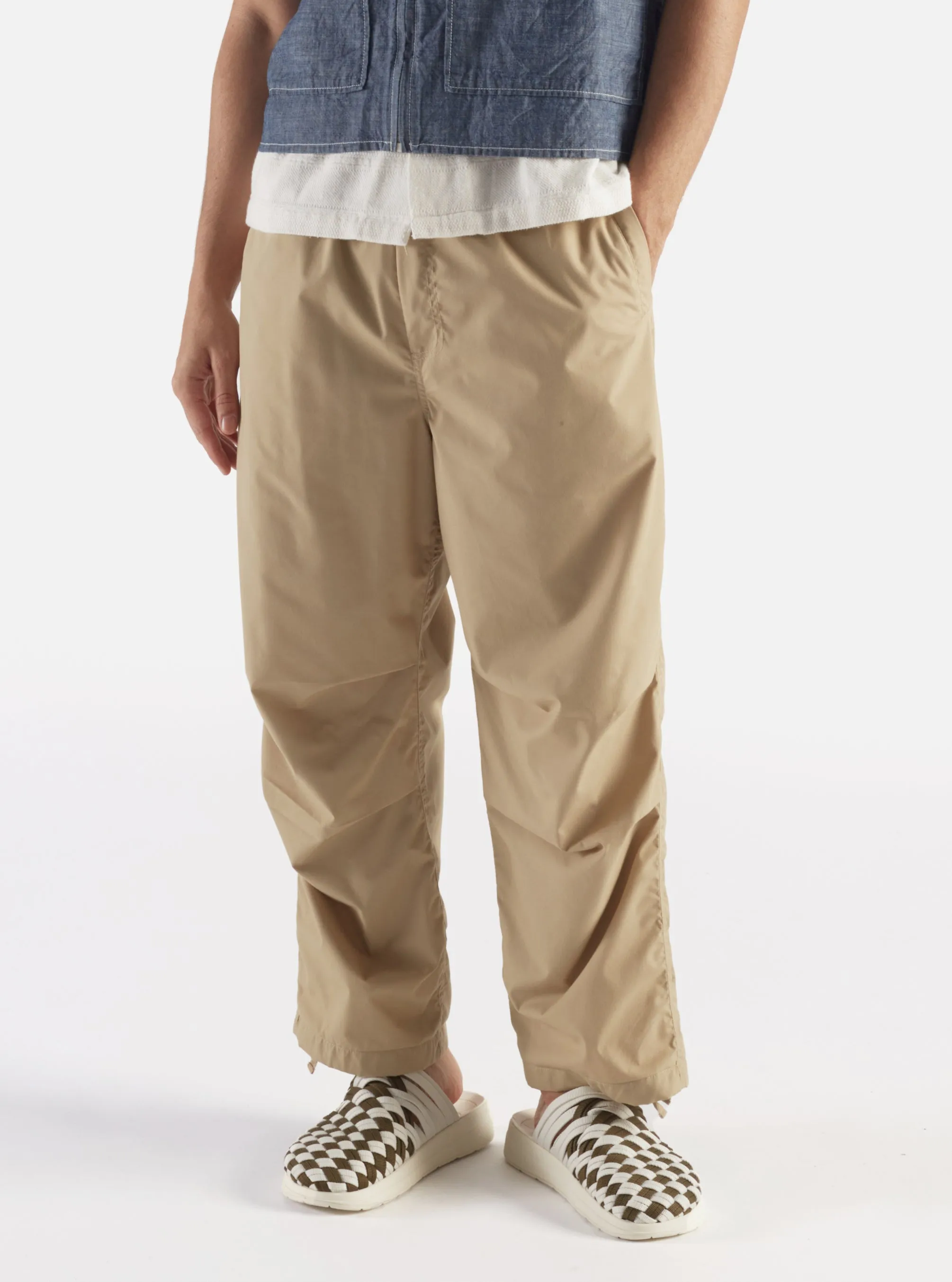 Universal Works Parachute Pant in Sand Recycled Poly Tech sold by Universal Works