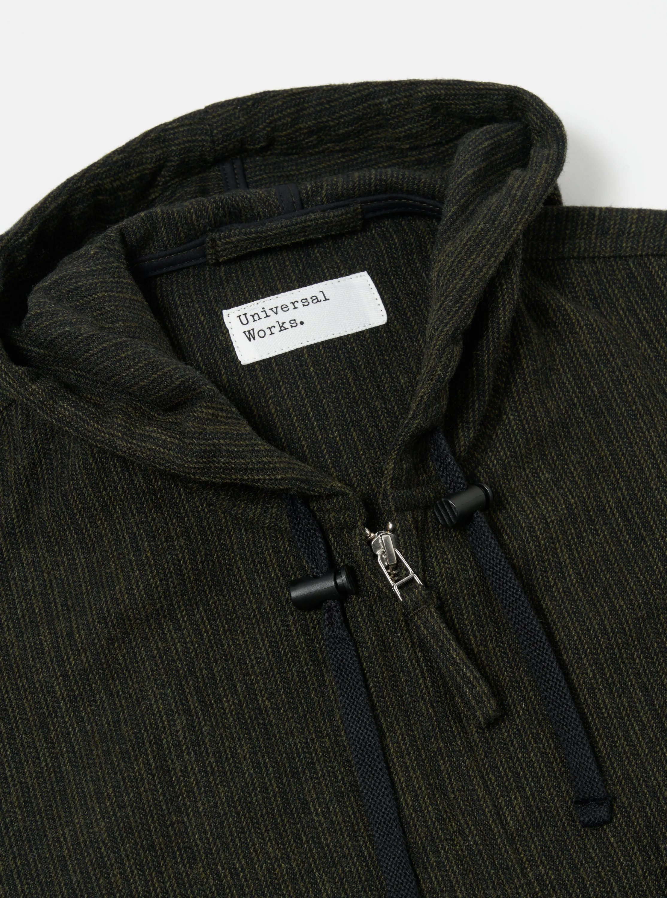 Universal Works Fistral II Jacket in Black/Olive Stripe Wool Mix sold by Universal Works product image thumbnail 4