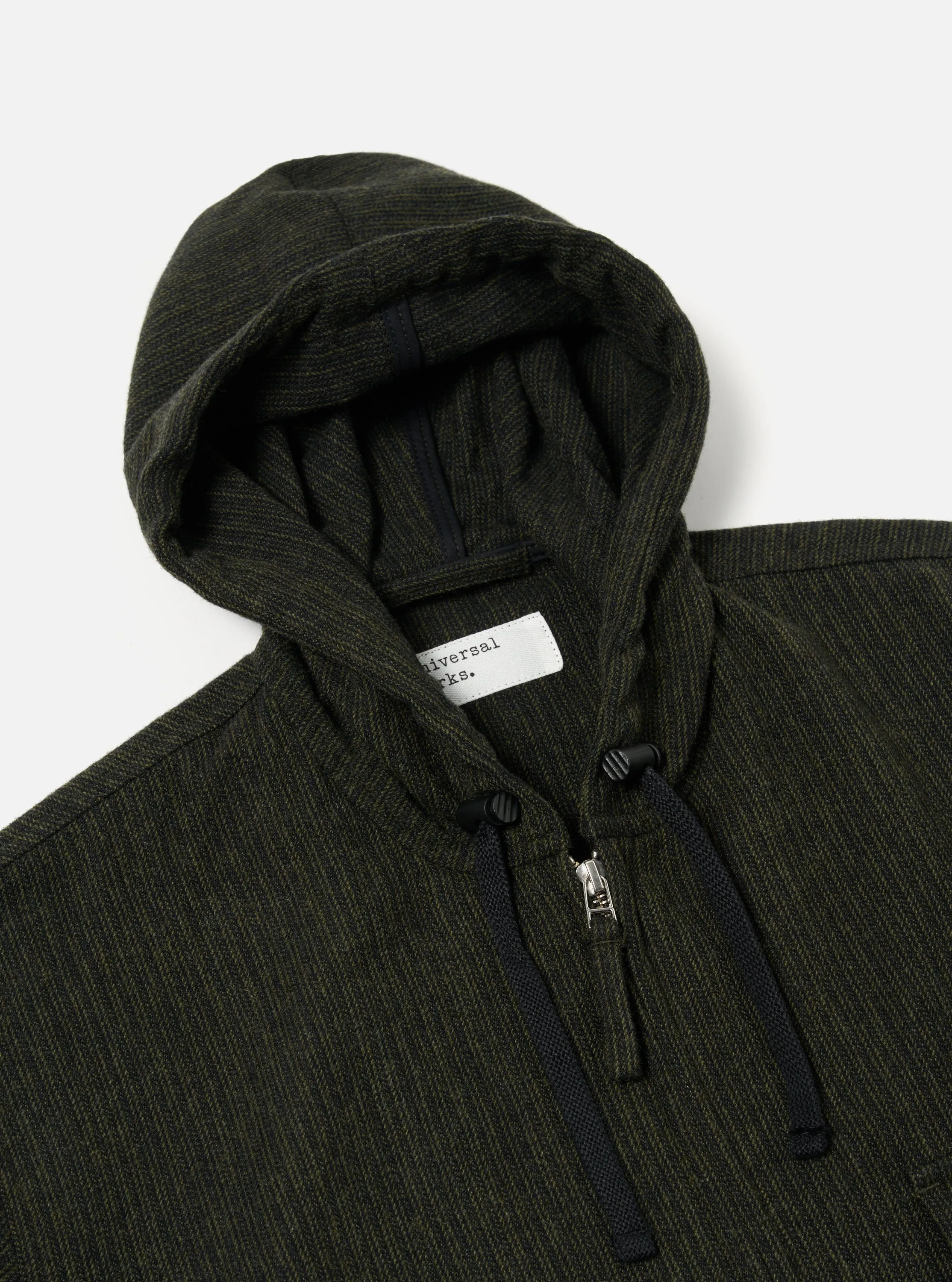 Universal Works Fistral II Jacket in Black/Olive Stripe Wool Mix sold by Universal Works product image thumbnail 3
