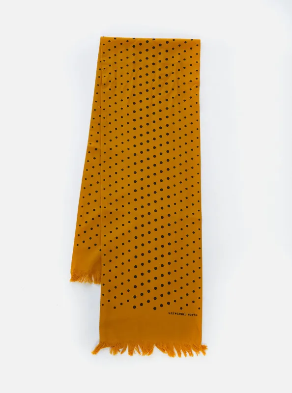Universal Works Short Scarf in Gold/Black Dot Print sold by Universal Works
