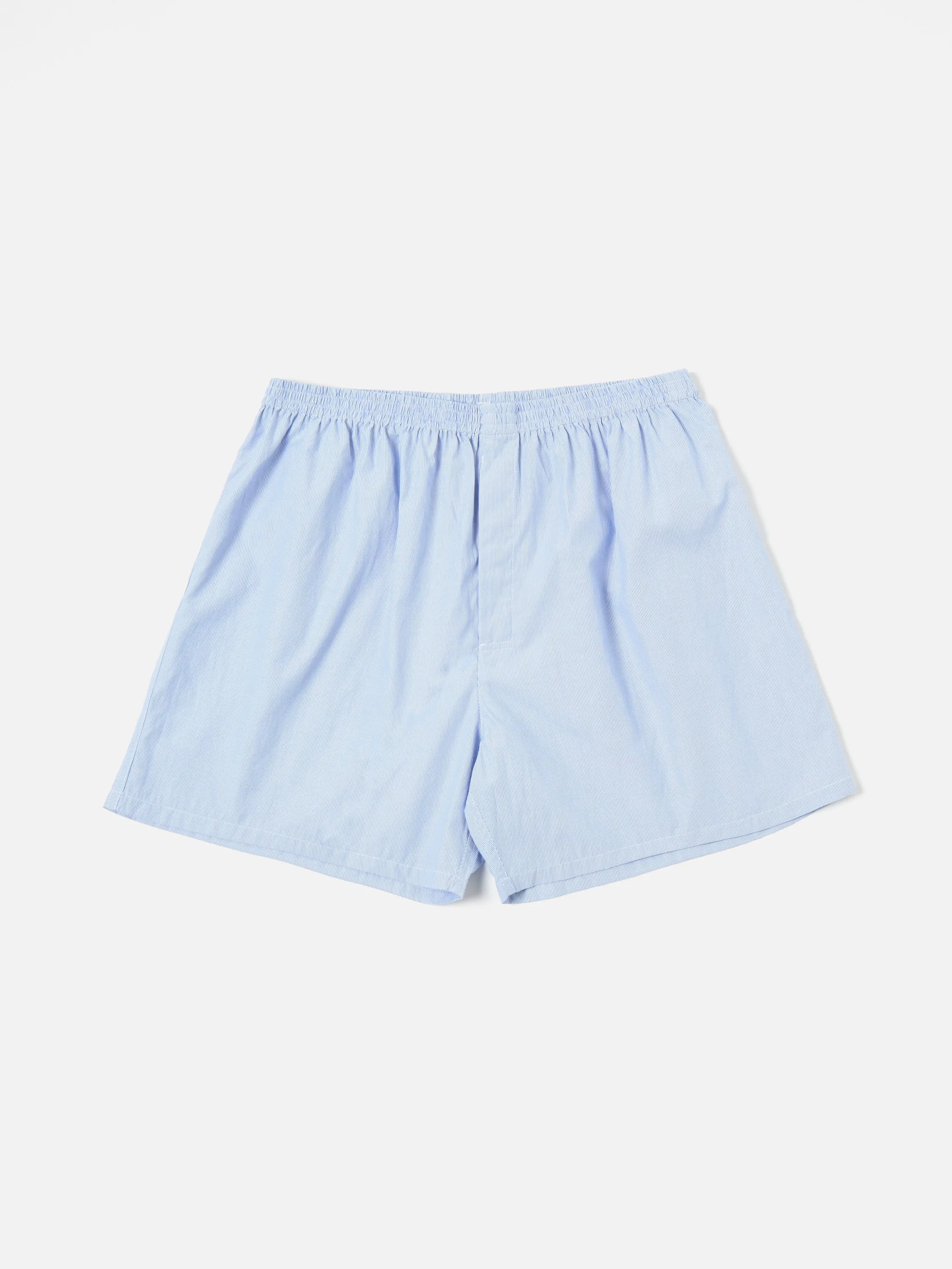 Universal Works Boxer Short in Blue Classic Stripes sold by Universal Works