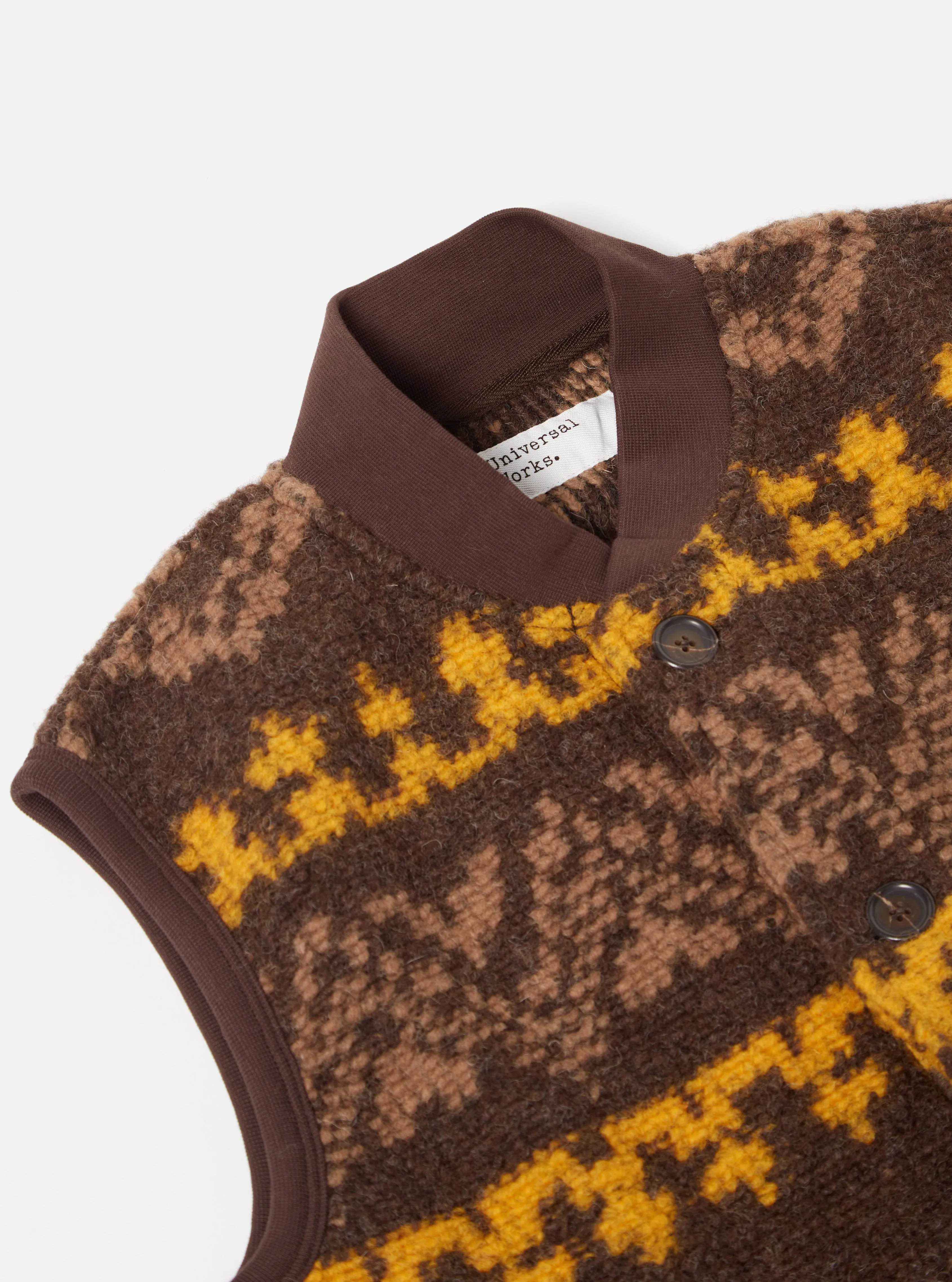 Universal Works Button Front Gilet in Brown Rug Fleece sold by Universal Works product image thumbnail 2