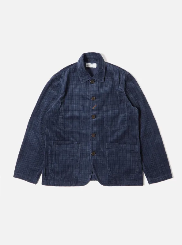 Universal Works Bakers Chore Jacket in Navy Houndstooth Cord sold by Universal Works