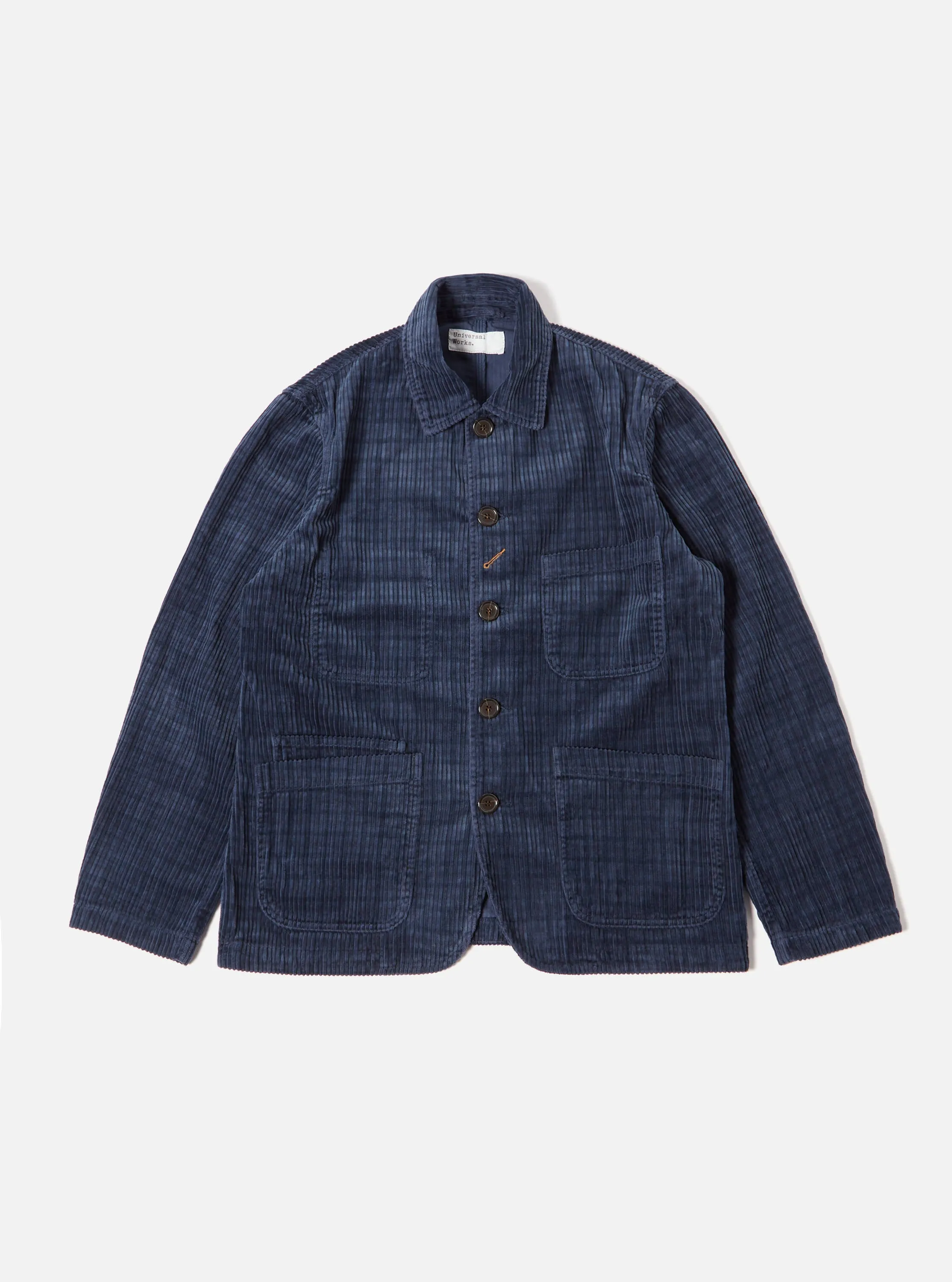 Universal Works Bakers Chore Jacket in Navy Houndstooth Cord sold by Universal Works
