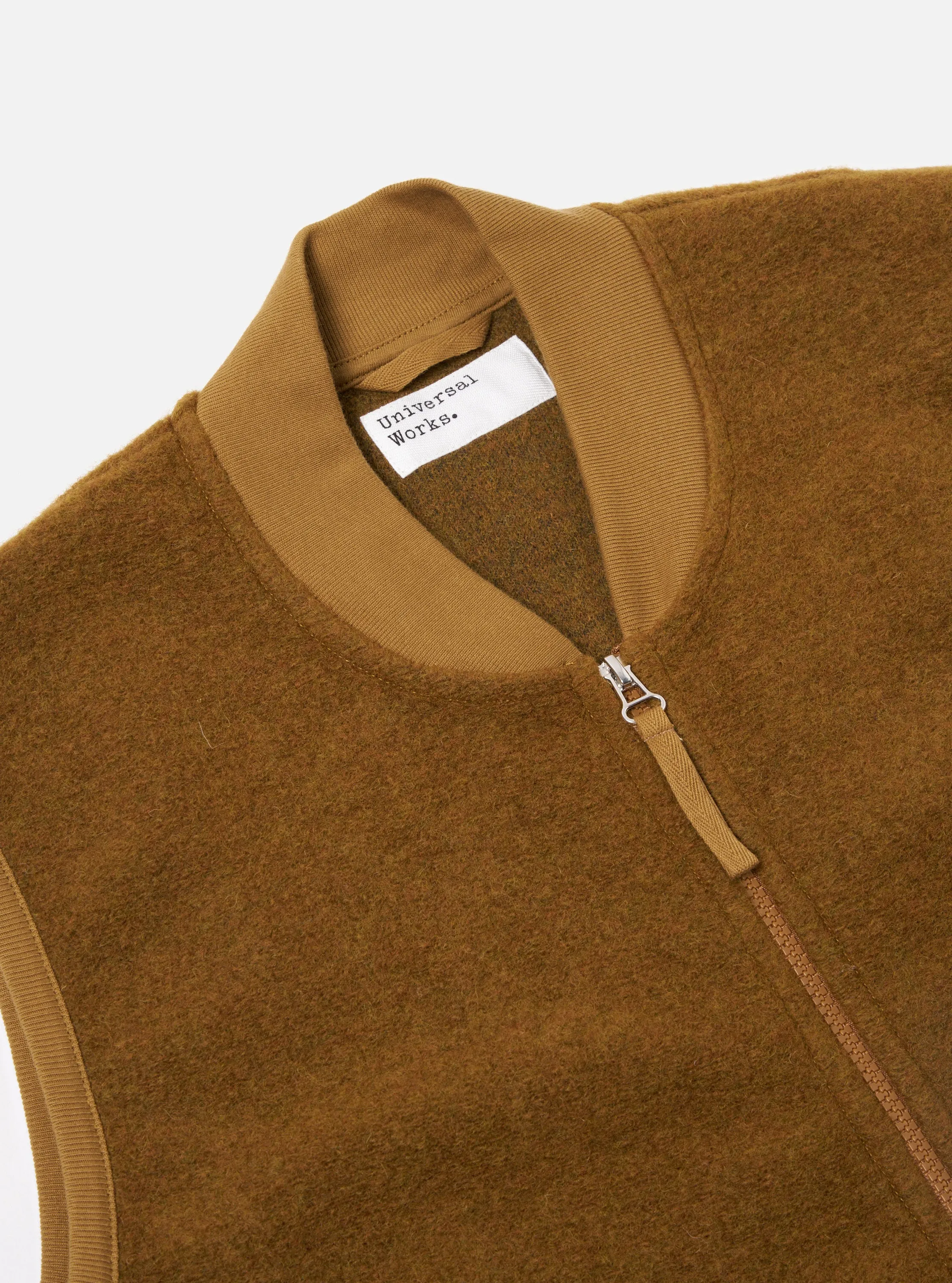 Universal Works Zip Waistcoat in Mustard Wool Fleece sold by Universal Works product image thumbnail 3