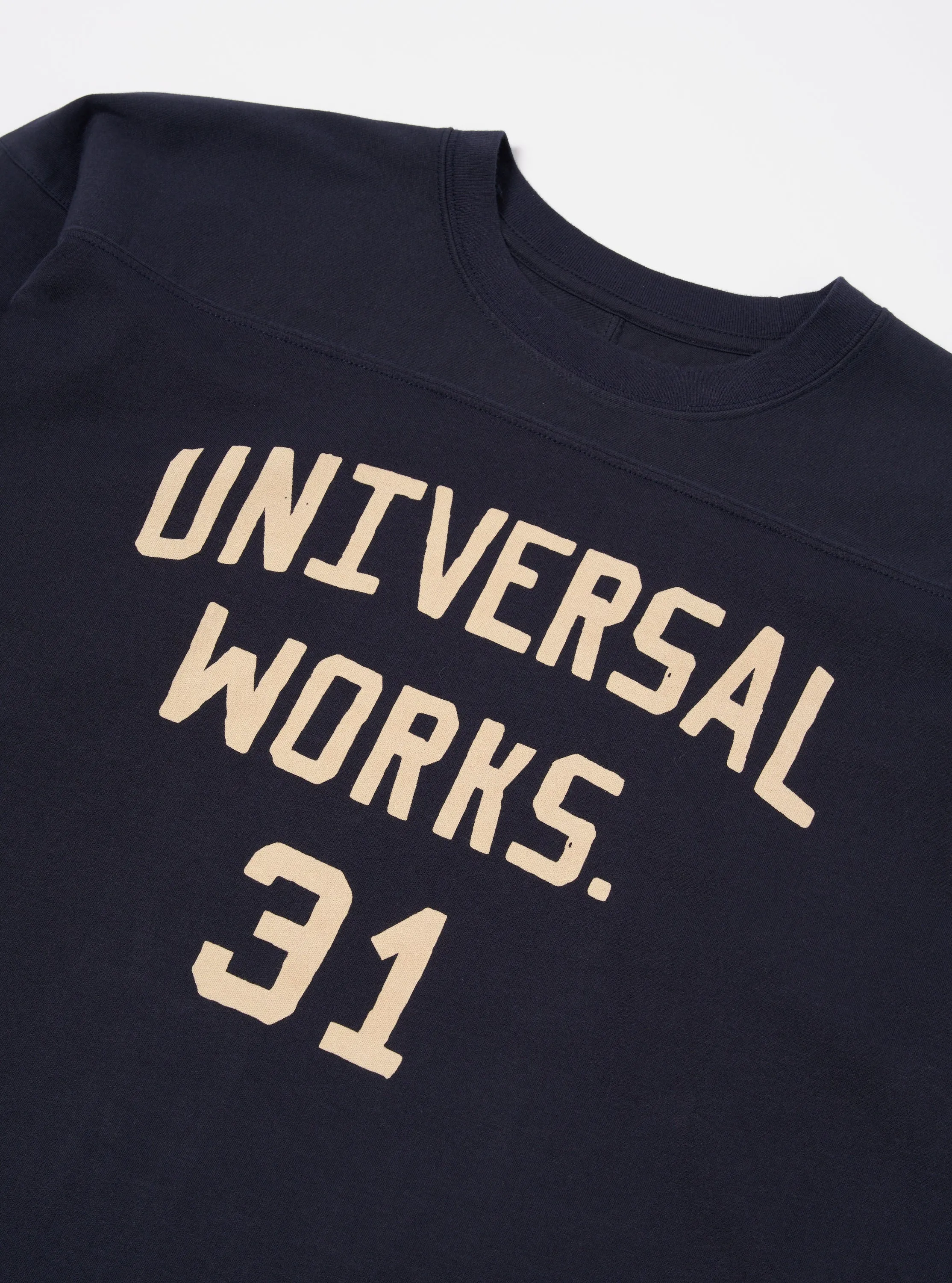 Universal Works Football T Shirt in Navy Single Jersey UW31 sold by Universal Works product image thumbnail 4