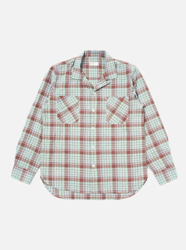 Universal Works Work Shirt in Brown/Pistachio Pattin Check sold by Universal Works