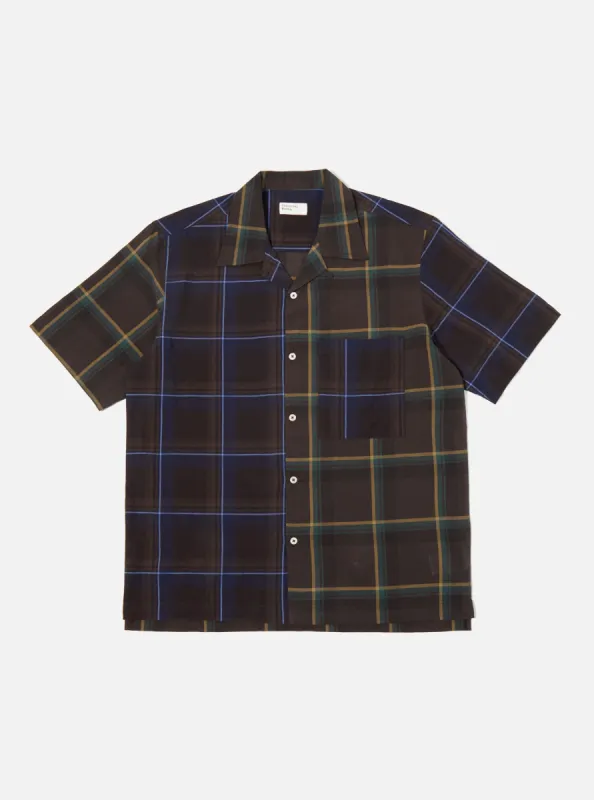 Universal Works Camp Shirt in Brown Japanese Check Mix 2 sold by Universal Works