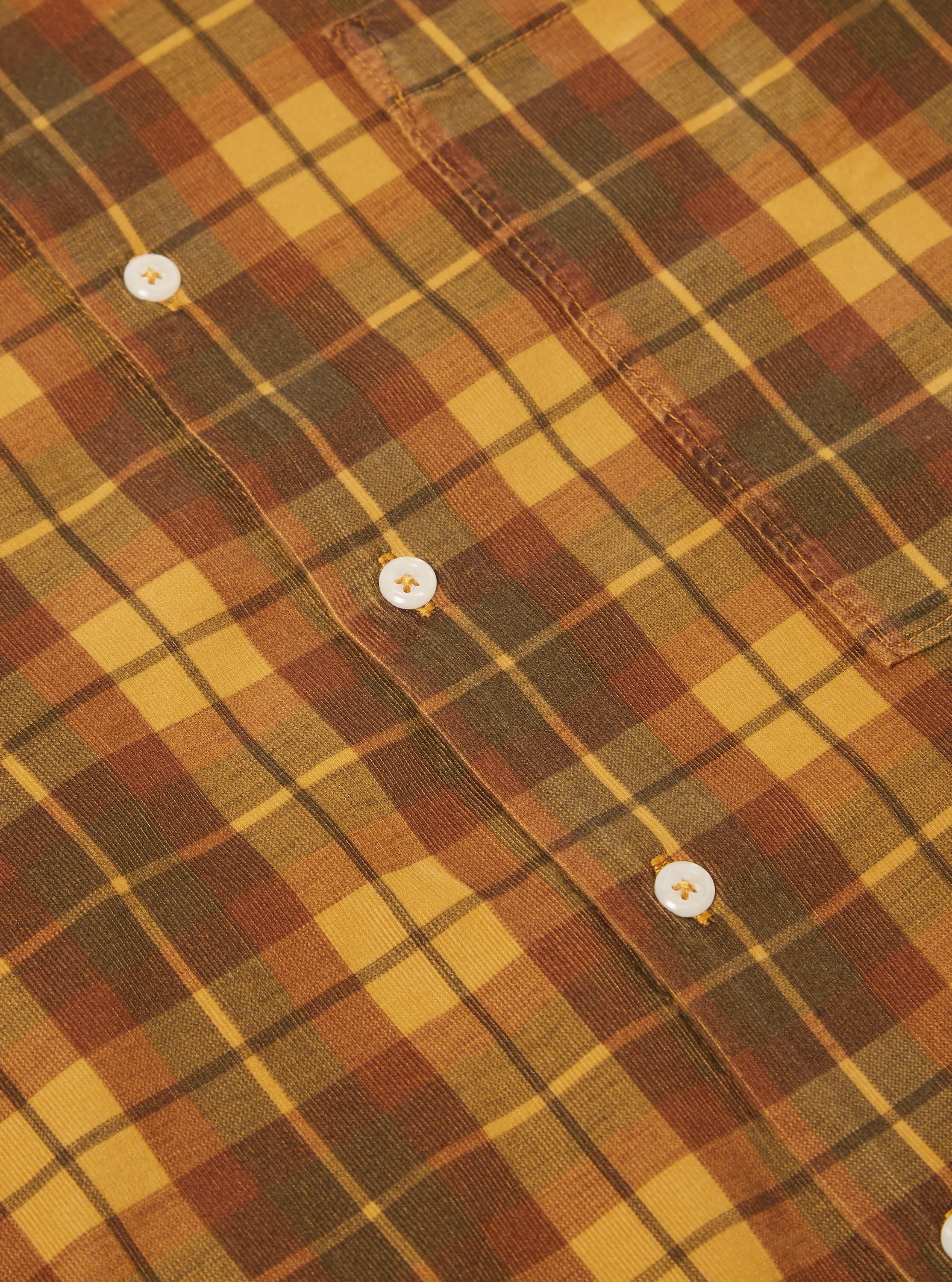 Universal Works Square Pocket Shirt in Mustard Check Cord sold by Universal Works product image thumbnail 4