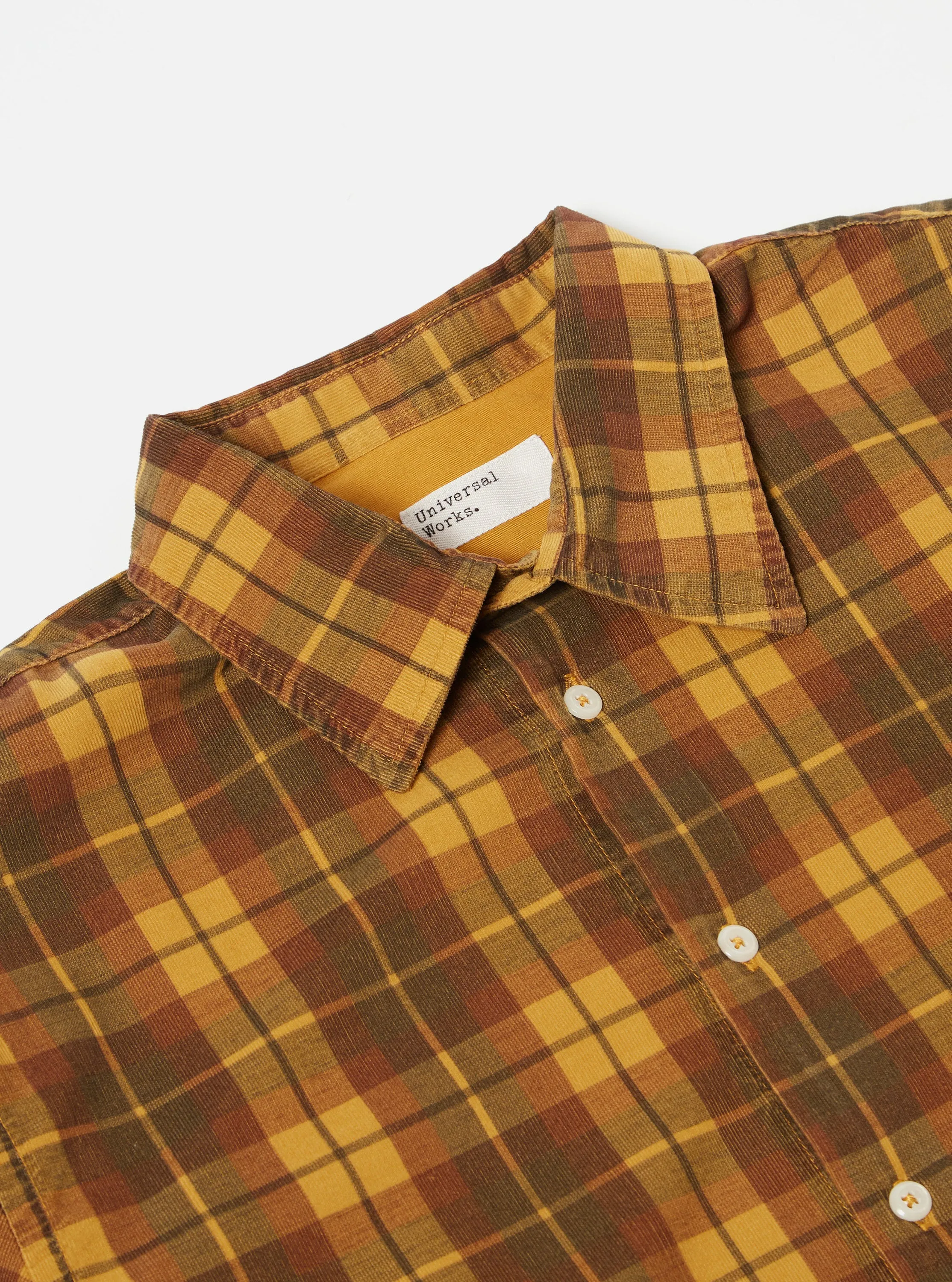 Universal Works Square Pocket Shirt in Mustard Check Cord sold by Universal Works product image thumbnail 3