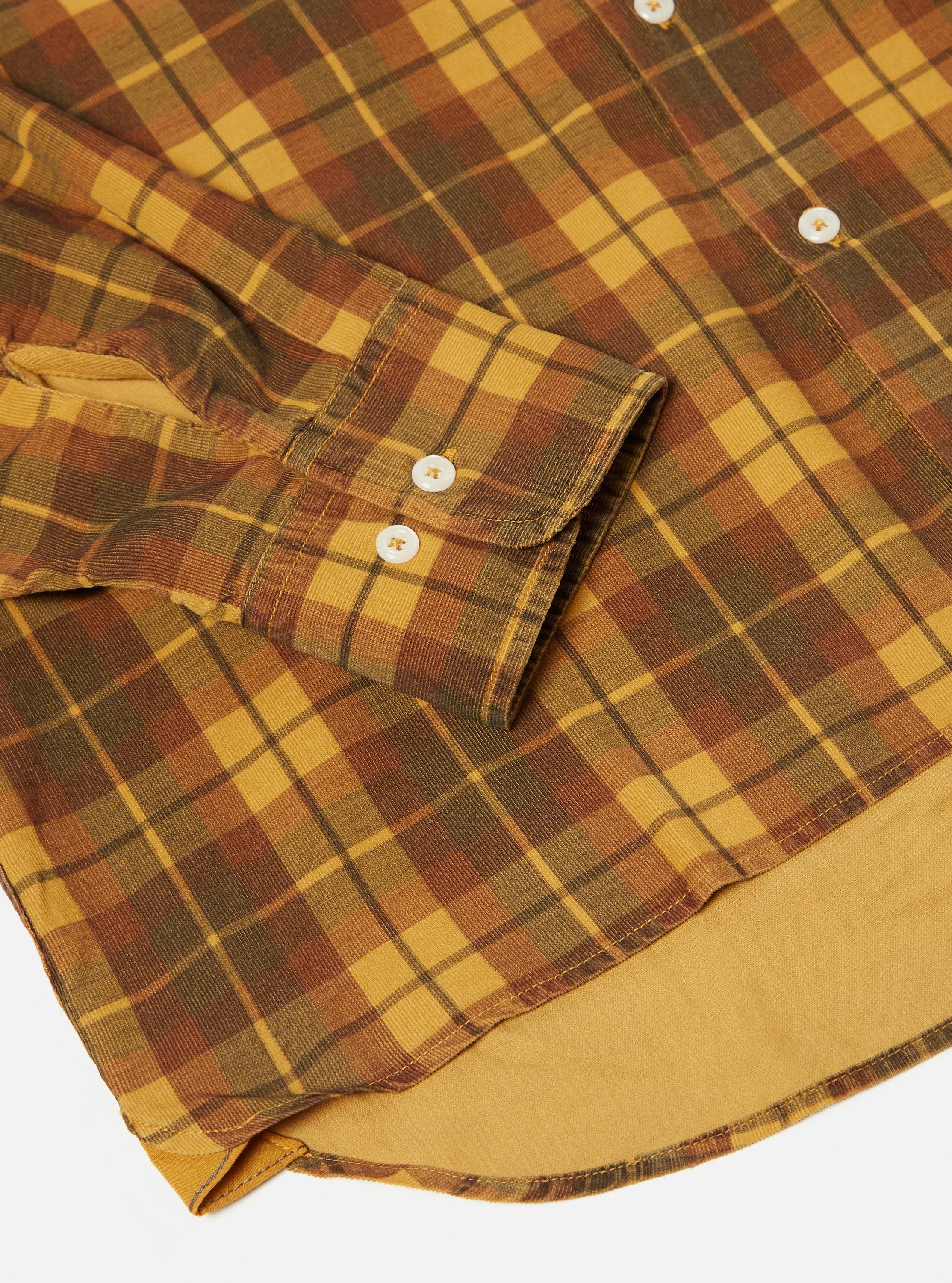 Universal Works Square Pocket Shirt in Mustard Check Cord sold by Universal Works product image thumbnail 5