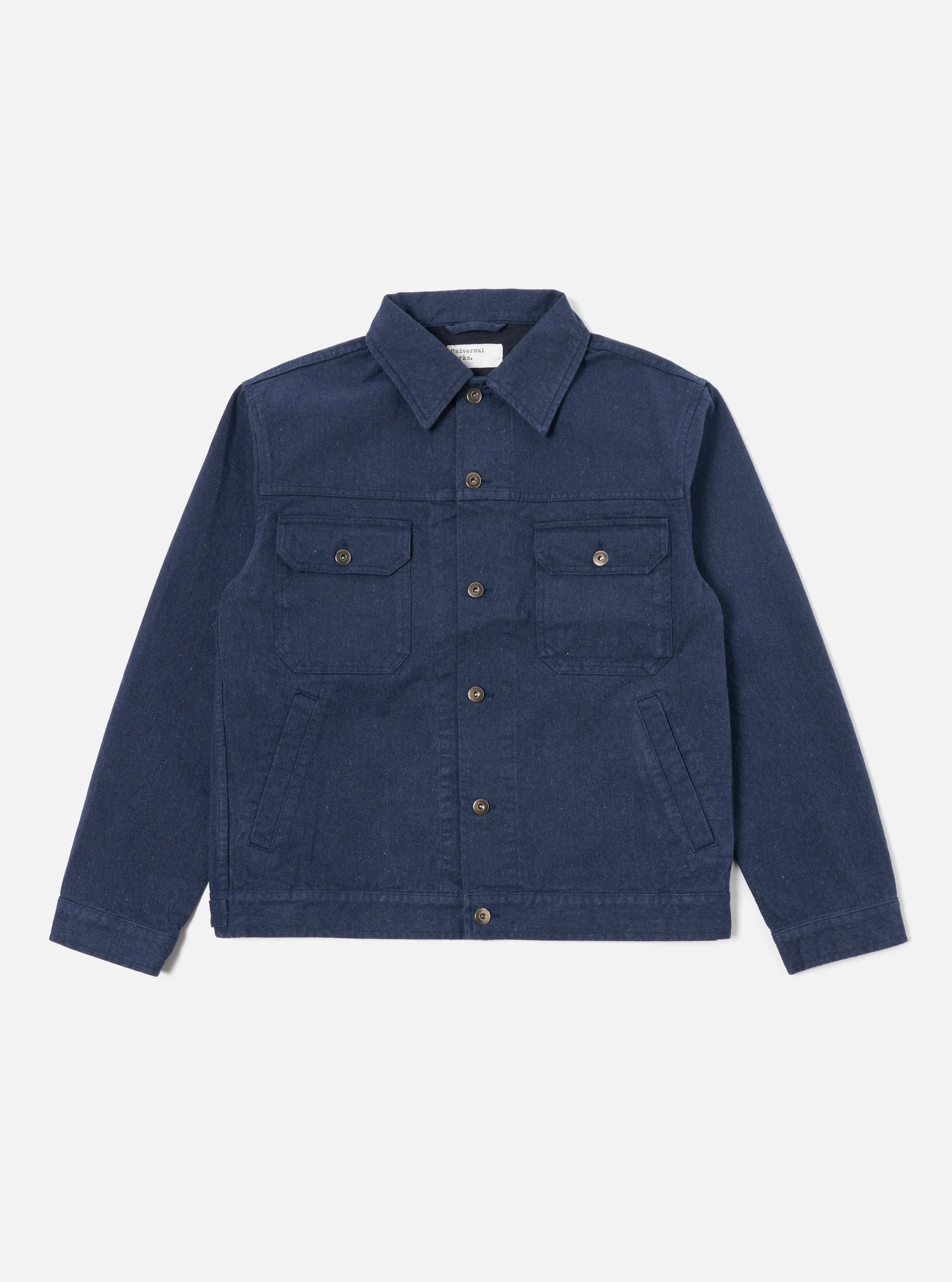 Universal Works Trucker Jacket in Indigo Recycled Denim sold by Universal Works
