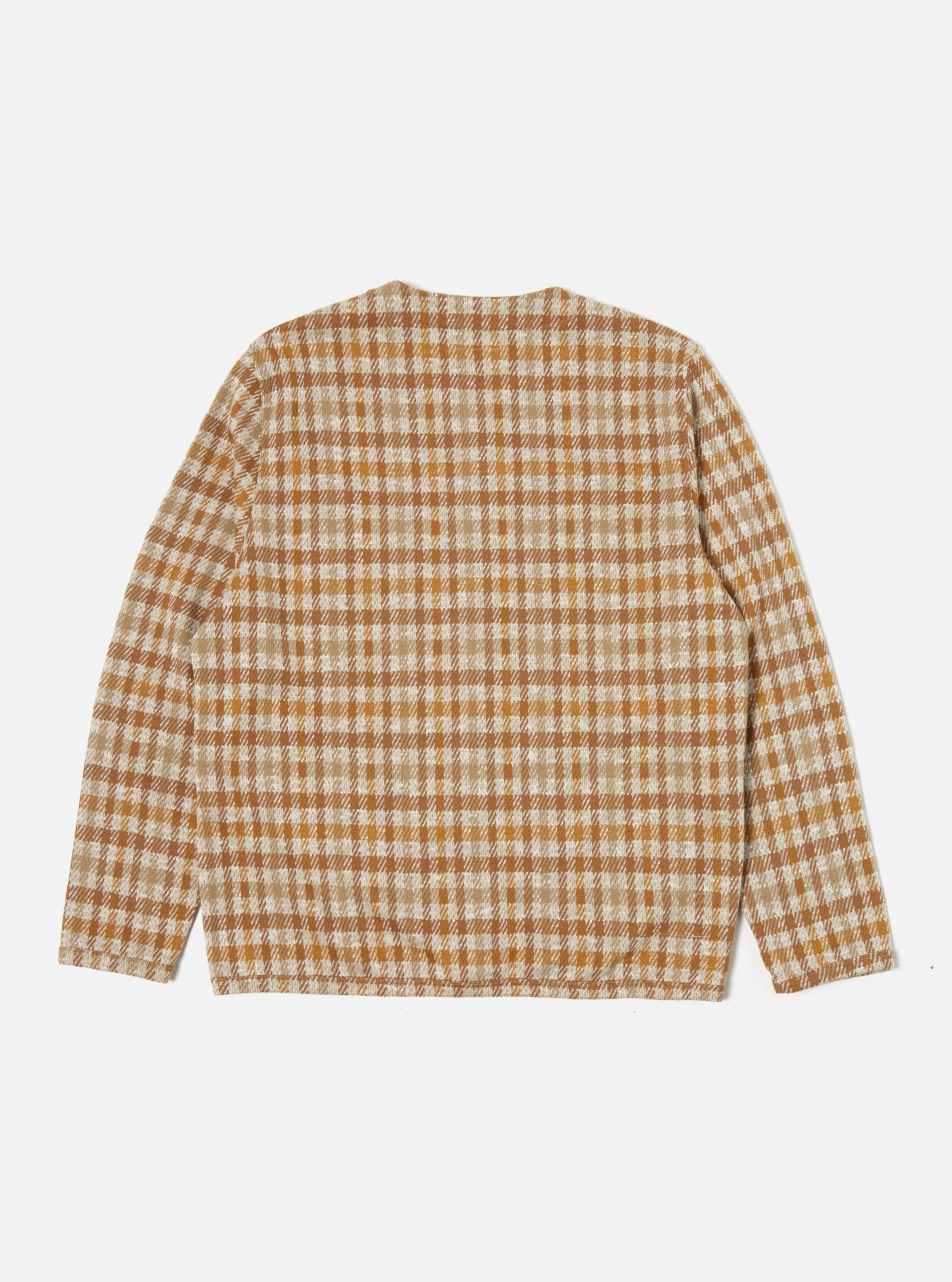 Universal Works Cardigan in Sand Summer Check Fleece sold by Universal Works product image thumbnail 3