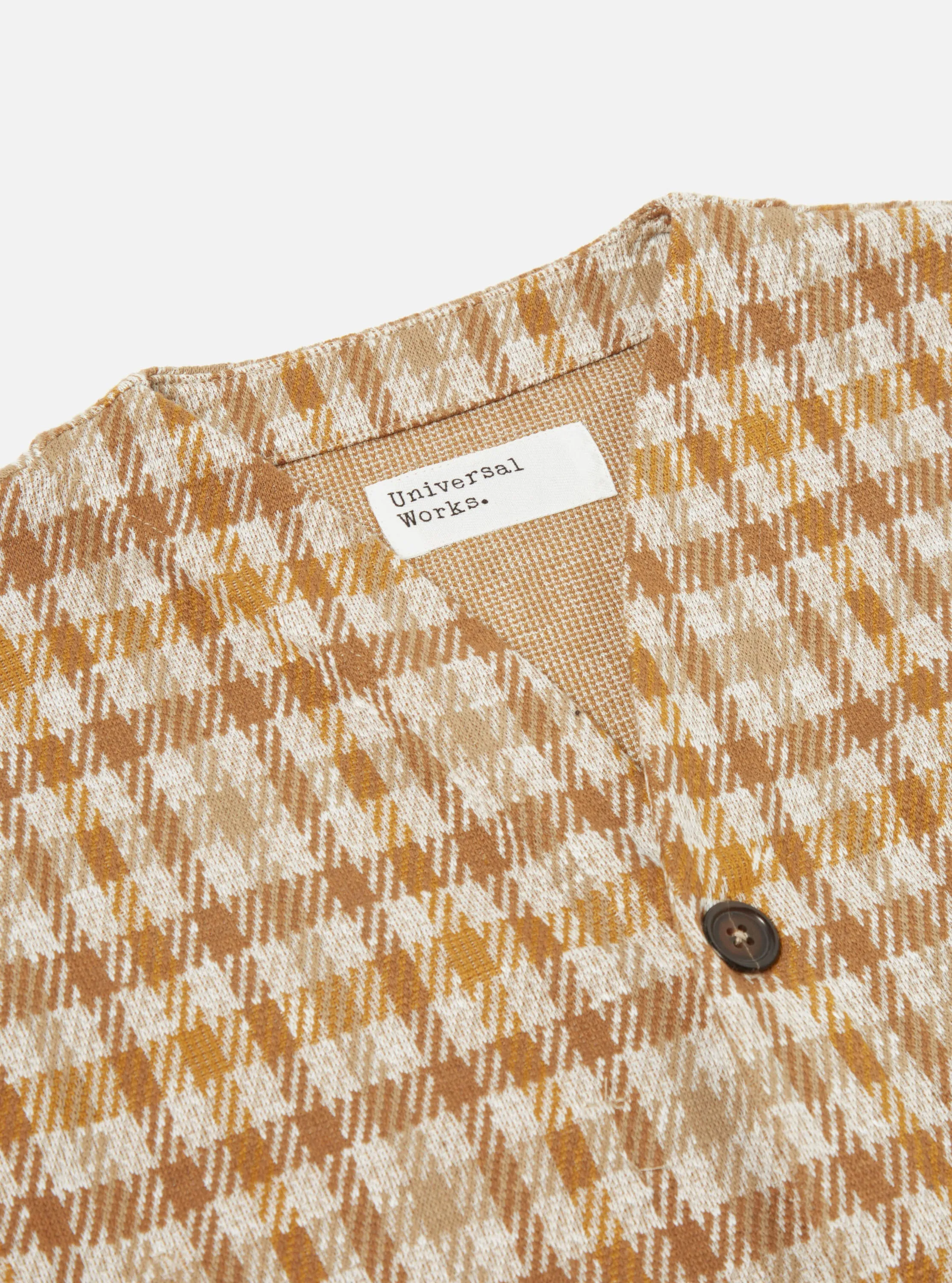 Universal Works Cardigan in Sand Summer Check Fleece sold by Universal Works product image thumbnail 4