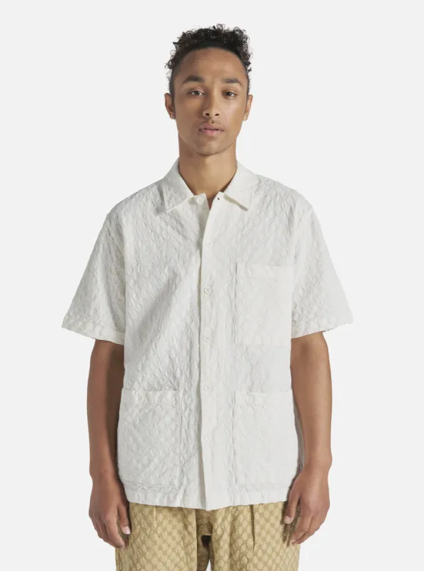 Universal Works Island Shirt in Ecru Dot Waffle sold by Universal Works
