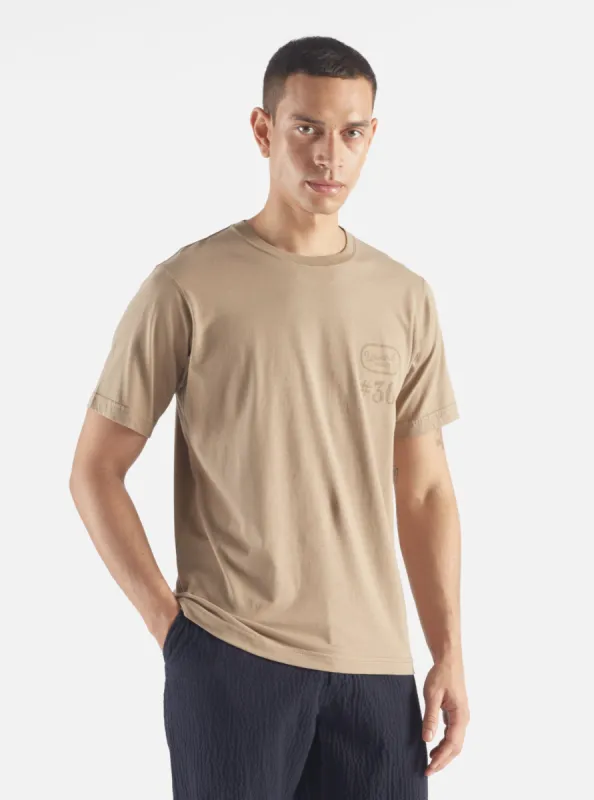 Universal Works Print Tee in Sand Jersey #30 sold by Universal Works