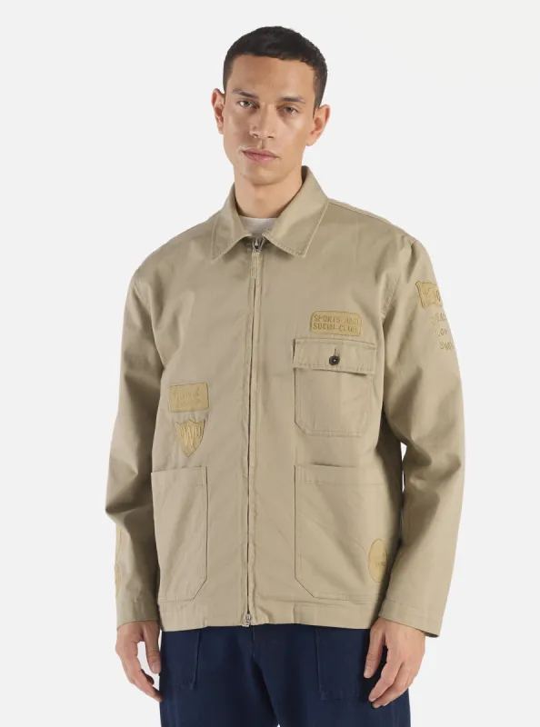 Universal Works Gower Jacket in Embroidered Stone Twill sold by Universal Works