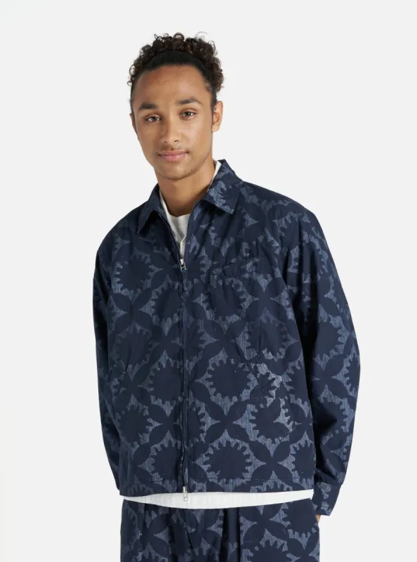 Universal Works Windcheater in Navy Over Dyed Sun Print sold by Universal Works