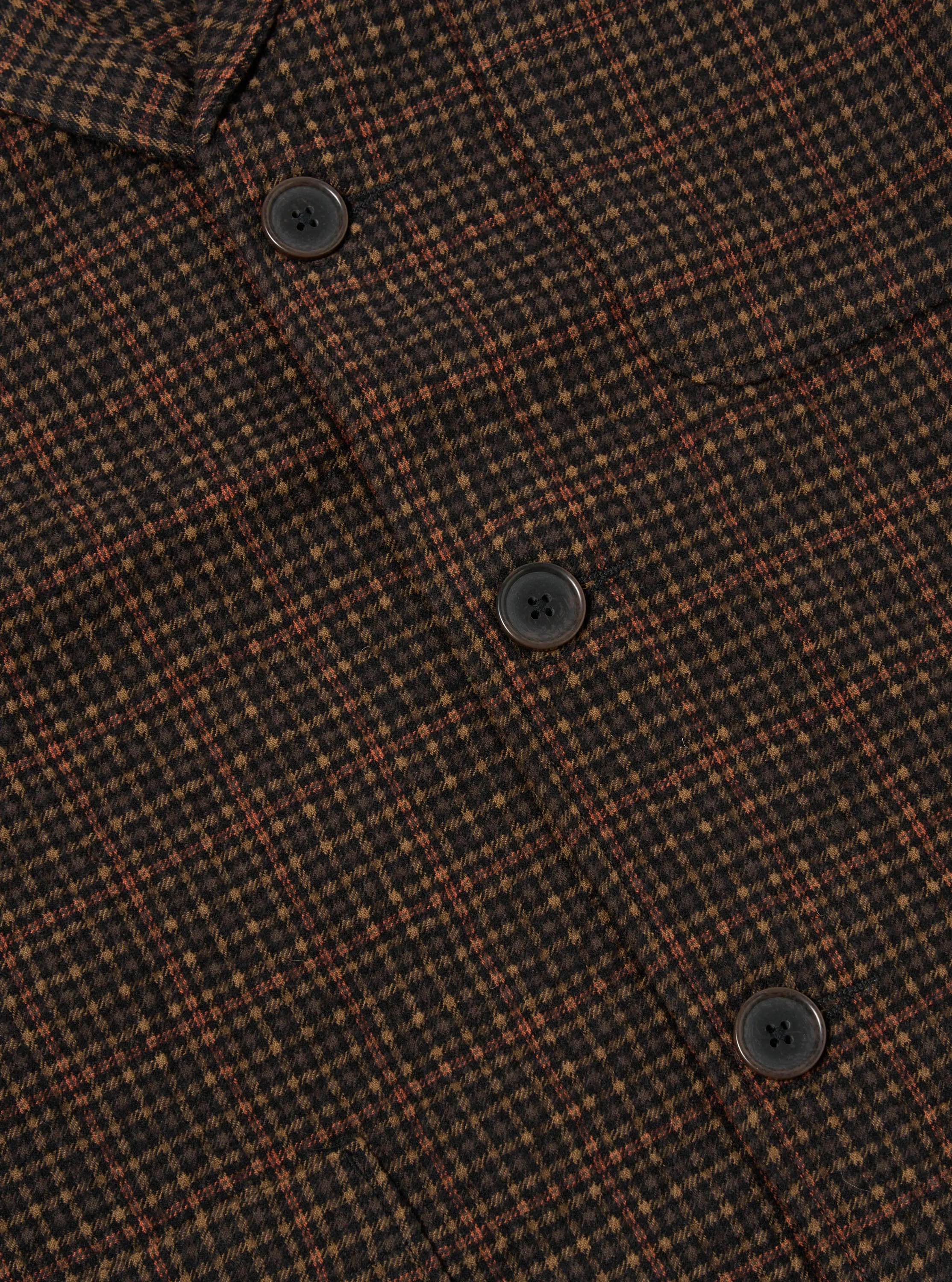 Universal Works Three Button Jacket in Black/Olive Albuquerque Check sold by Universal Works product image thumbnail 4