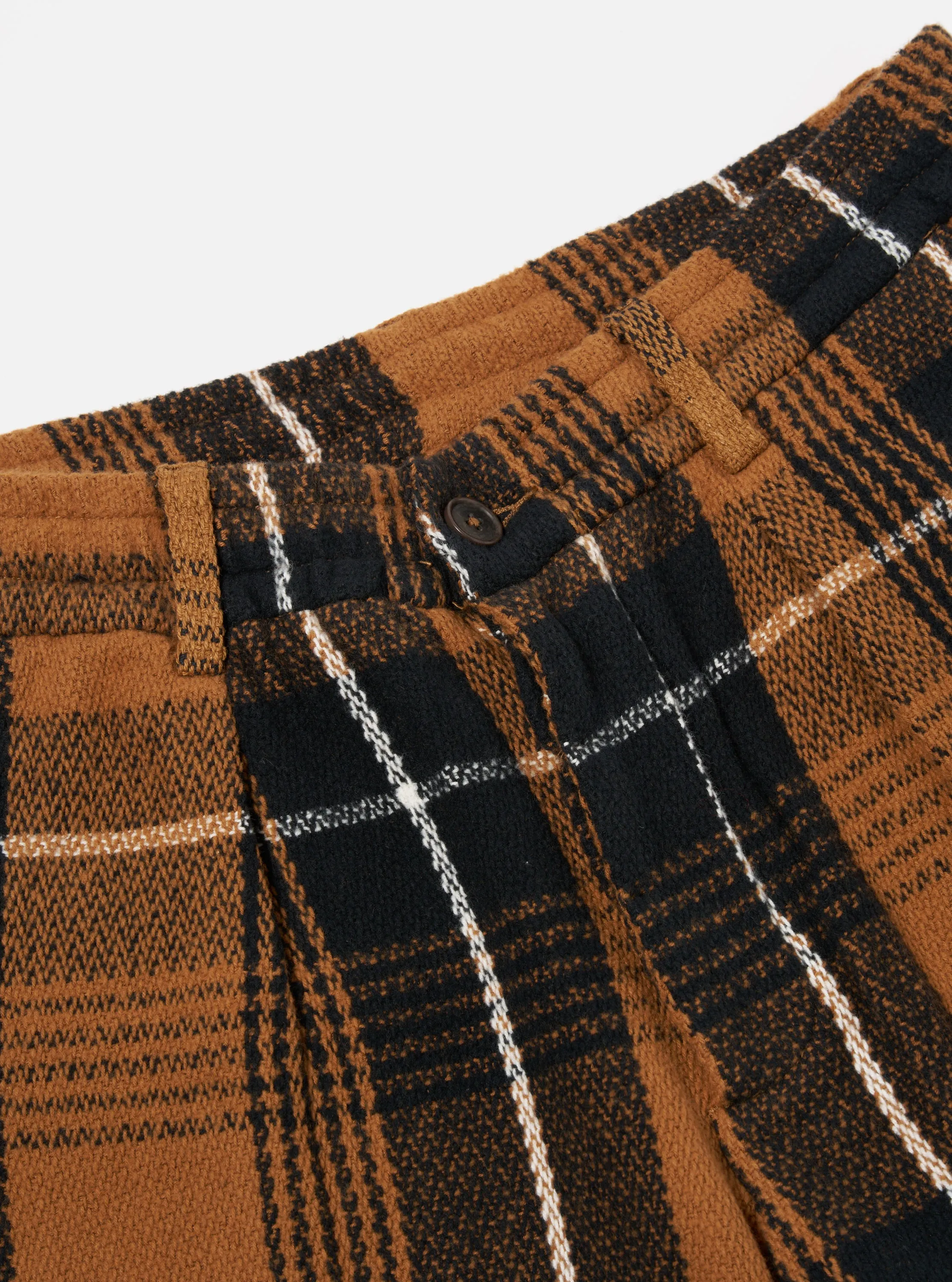 Universal Works Pleated Track Short in Brown Earth II Check sold by Universal Works product image thumbnail 3
