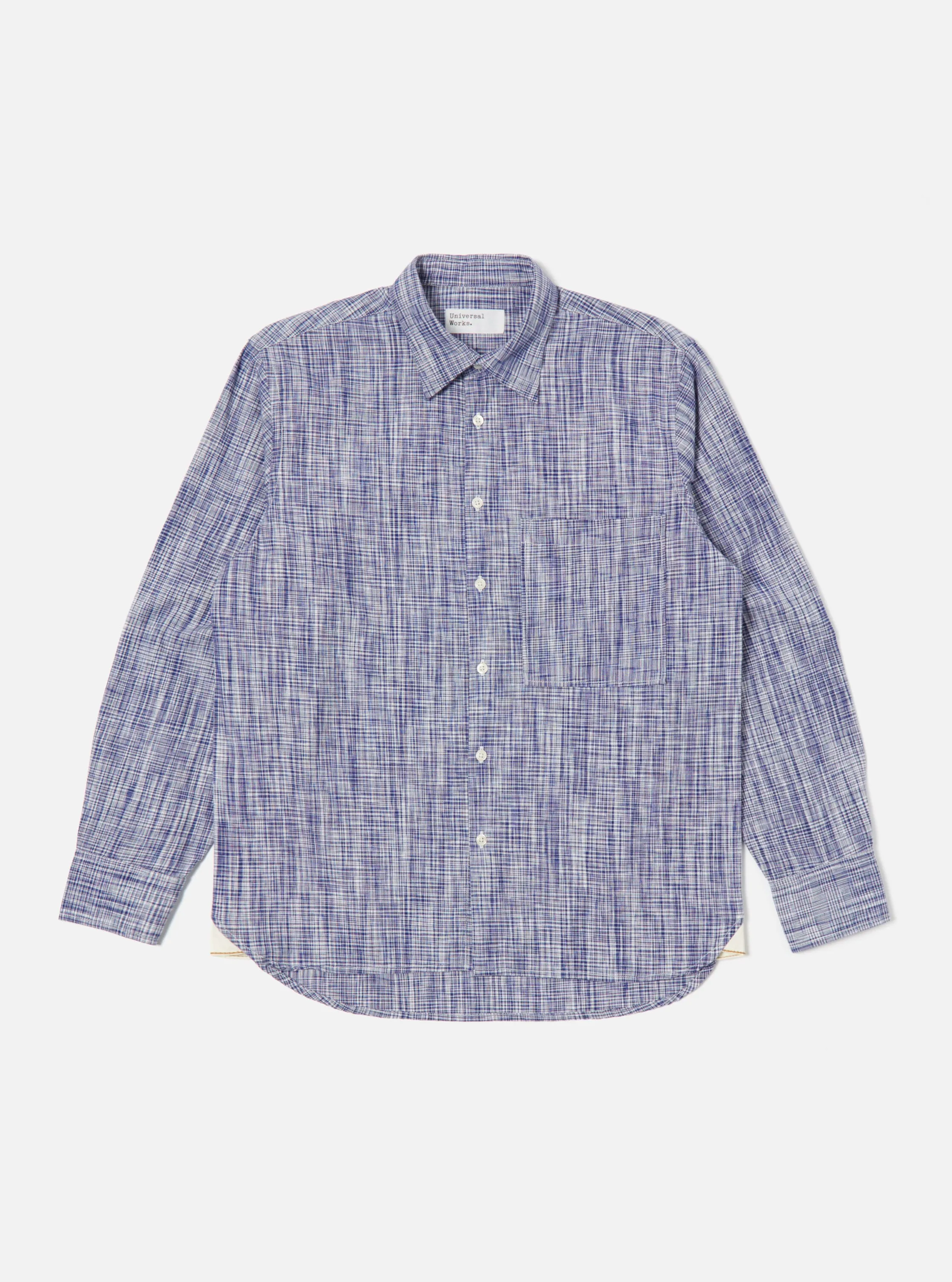 Universal Works Square Pocket Shirt in Navy Ocean Ikat sold by Universal Works product image thumbnail 2