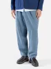 Universal Works Pleated Track Pant in Indigo Hickory Stripe Denim sold by Universal Works
