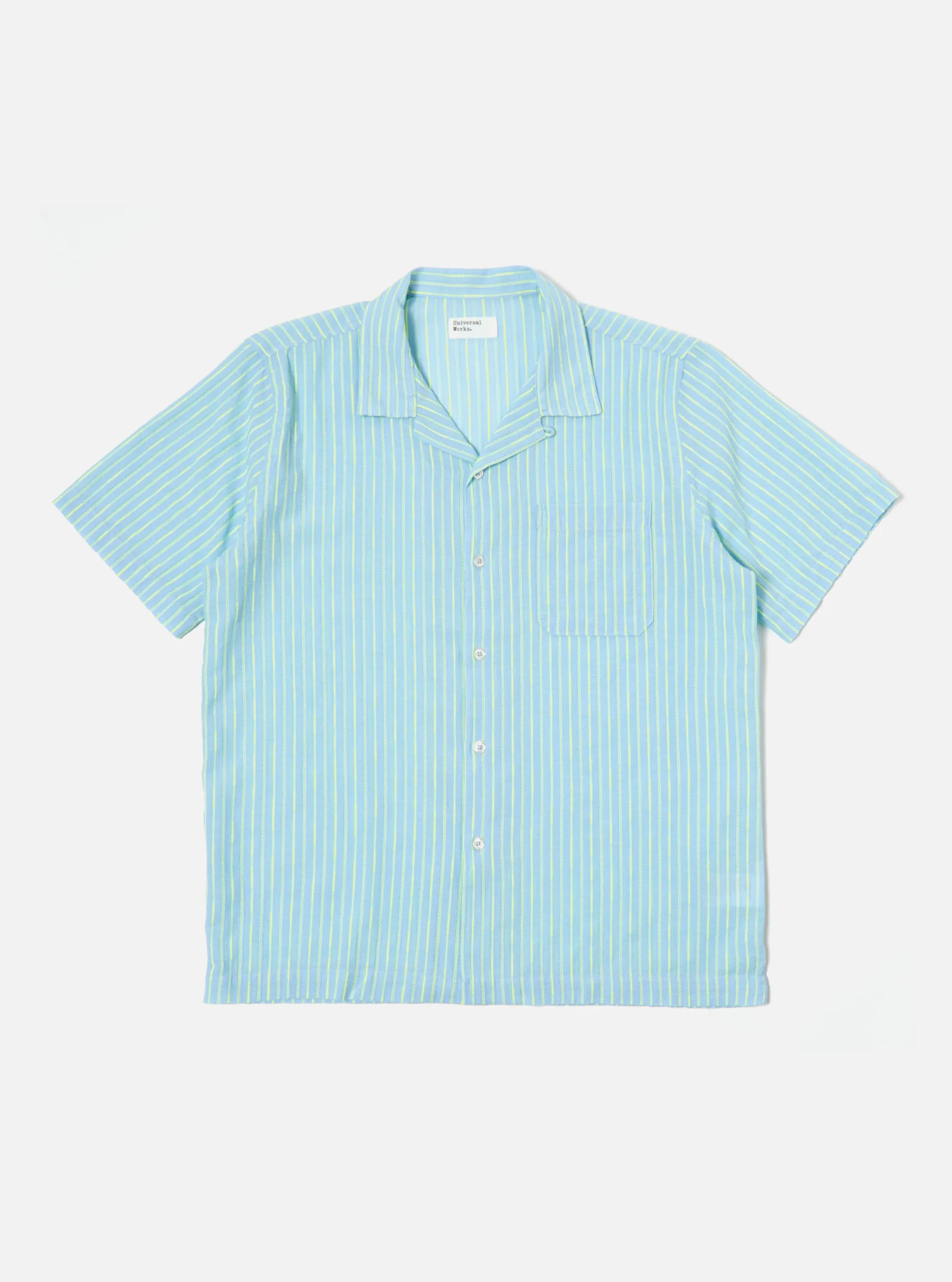 Universal Works Road Shirt in Sky/Green Fluro Cotton sold by Universal Works product image thumbnail 2