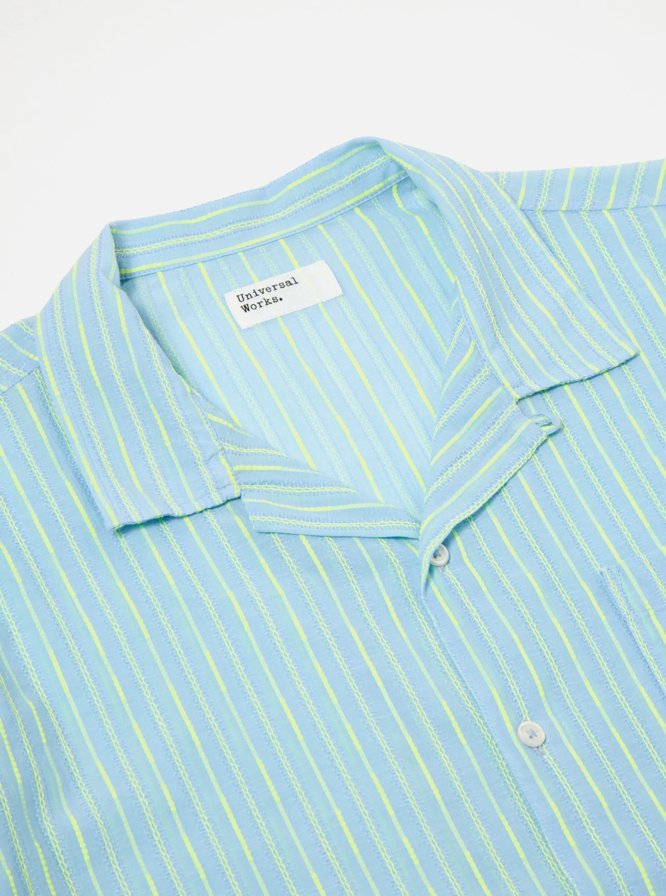 Universal Works Road Shirt in Sky/Green Fluro Cotton sold by Universal Works product image thumbnail 4