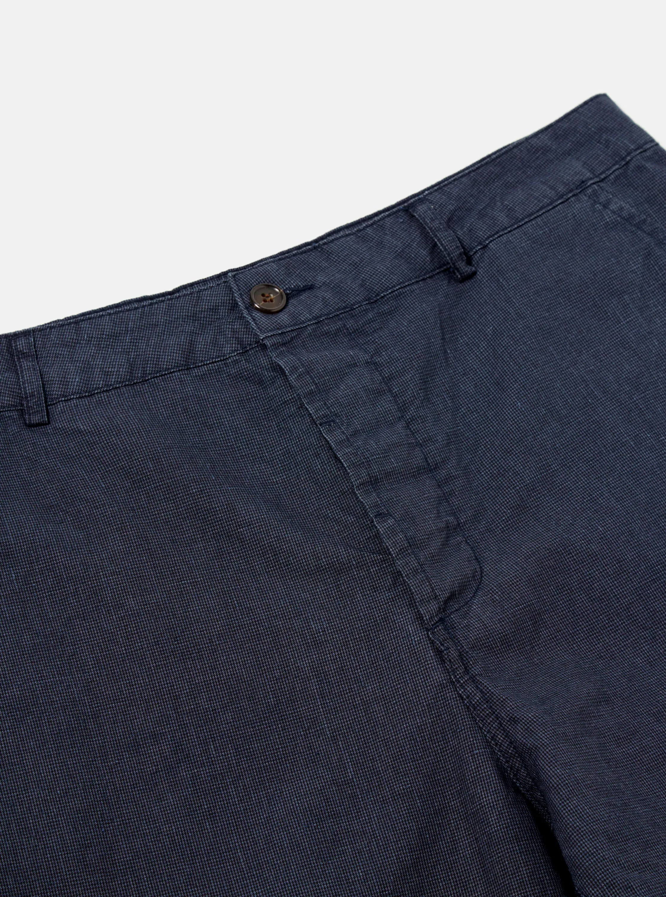 Universal Works Military Chino in Navy Linen Mix Puppytooth sold by Universal Works product image thumbnail 4