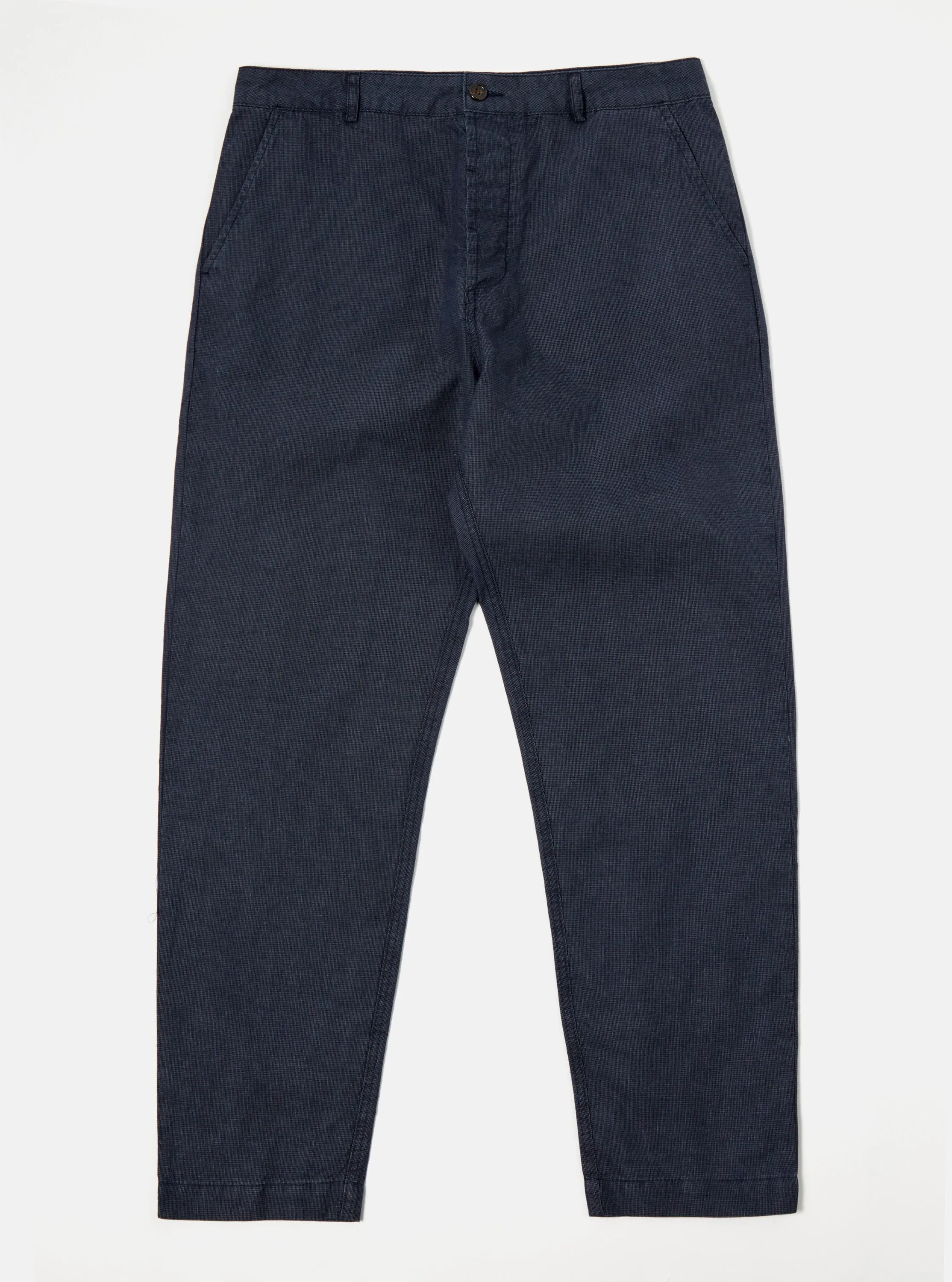 Universal Works Military Chino in Navy Linen Mix Puppytooth sold by Universal Works product image thumbnail 2